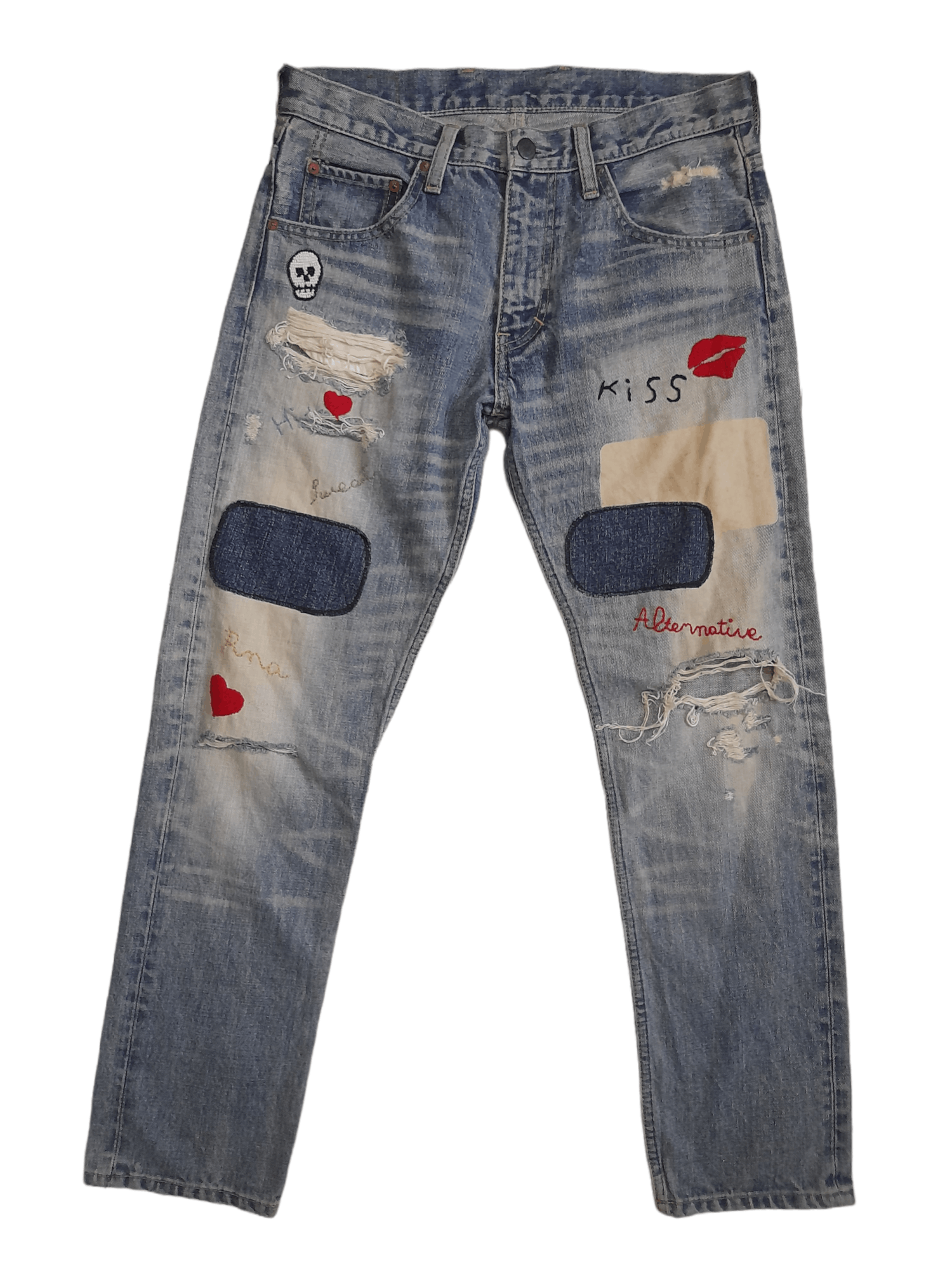 Japanese Brand RNA Sweat & Bloods Distressed Denim Punk (E367) w30 Size US 30 / EU 46 - 1 Thumbnail