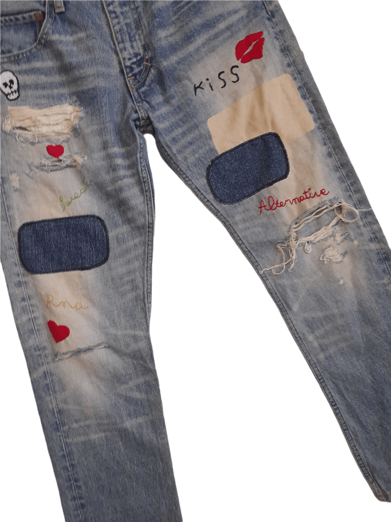 Japanese Brand RNA Sweat & Bloods Distressed Denim Punk (E367) w30 Size US 30 / EU 46 - 2 Thumbnail