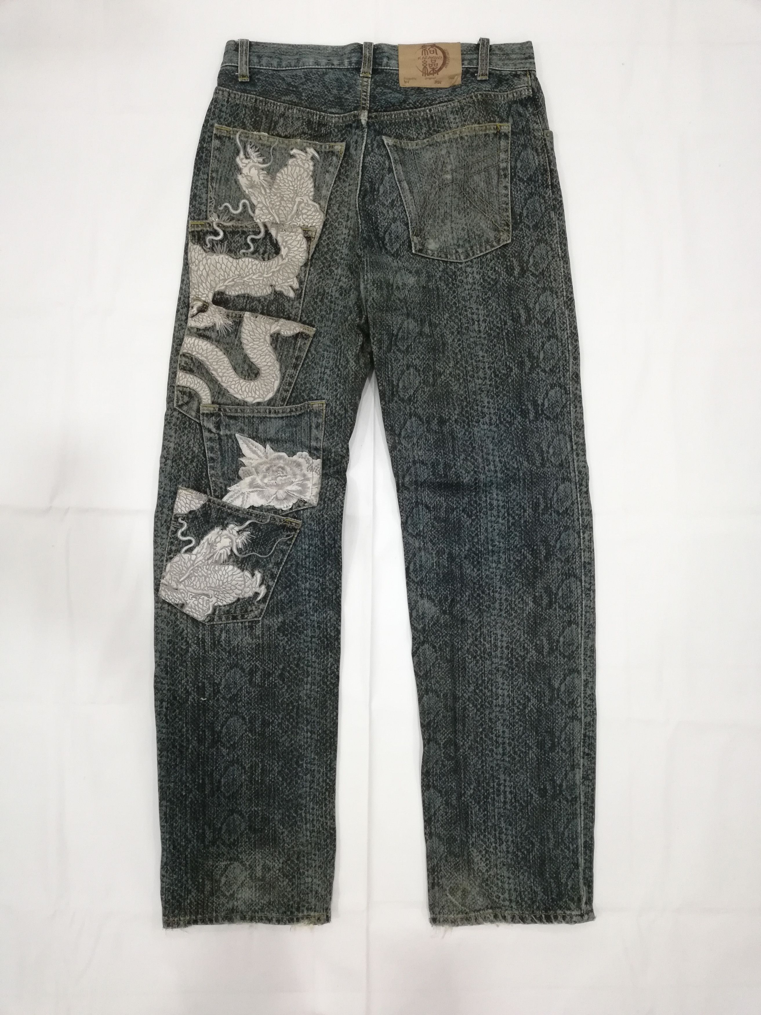 Japanese Brand Karakuri Multi Pocket Dragon Embroidery Jeans | Grailed