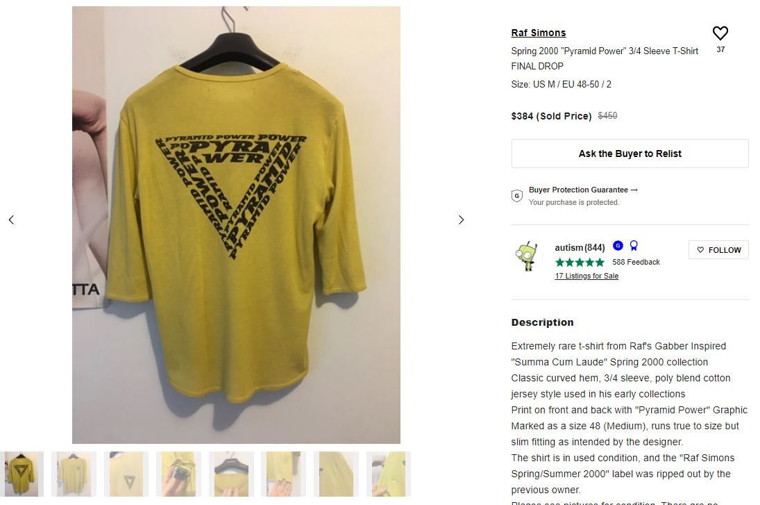 Raf Simons RARE SS00 Pyramid Power 3/4 Sleeve Shirt Archive