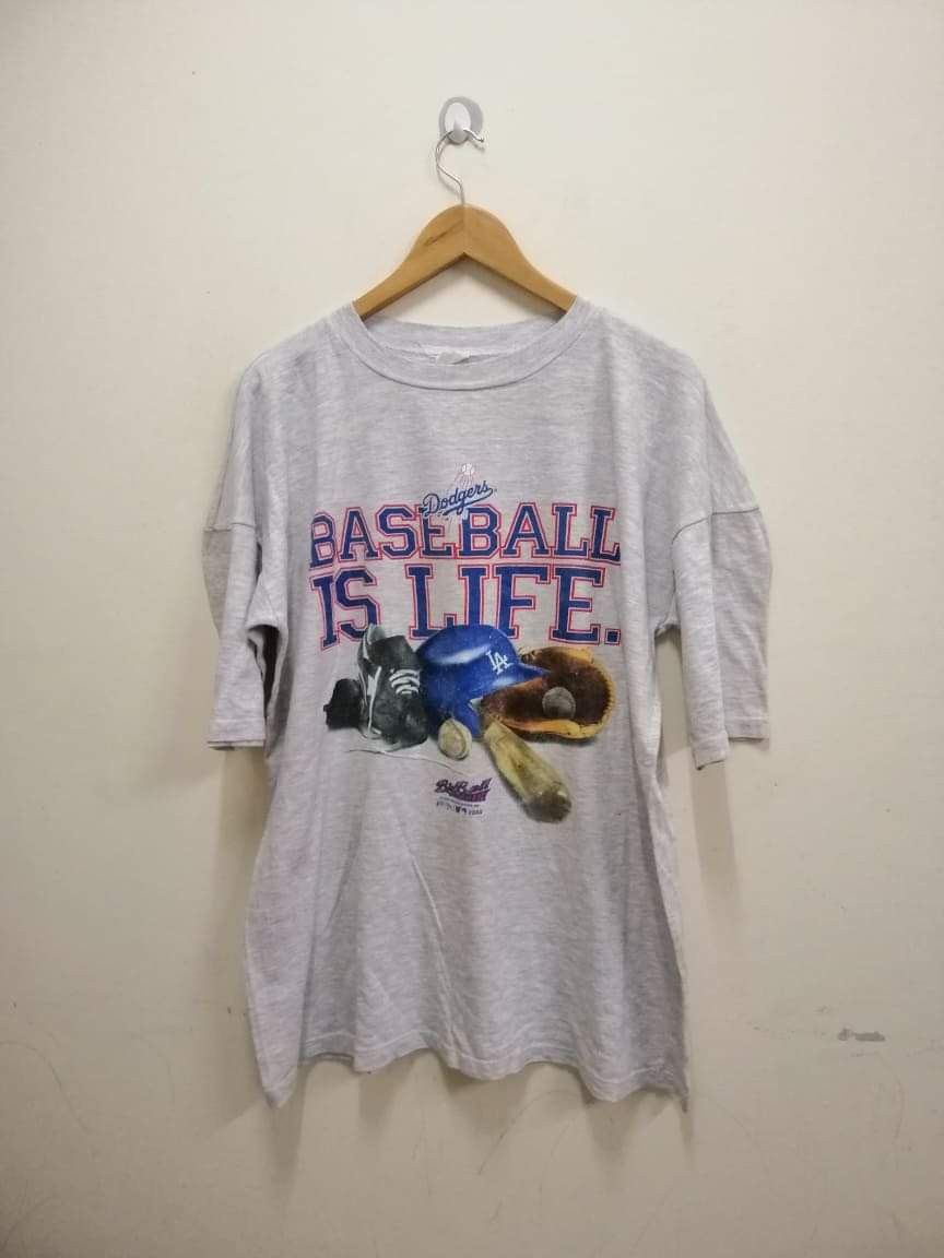 image of Vintage La Dodgers Mlb Baseball Is Life in Grey, Men's (Size XL)