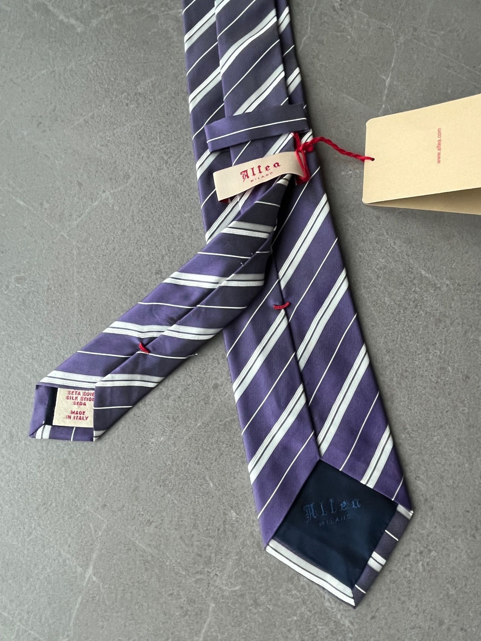 Altea Altea Milano Italy Made Mens Stripe Silk Neck Tie Preppy Size ONE SIZE - 6 Thumbnail