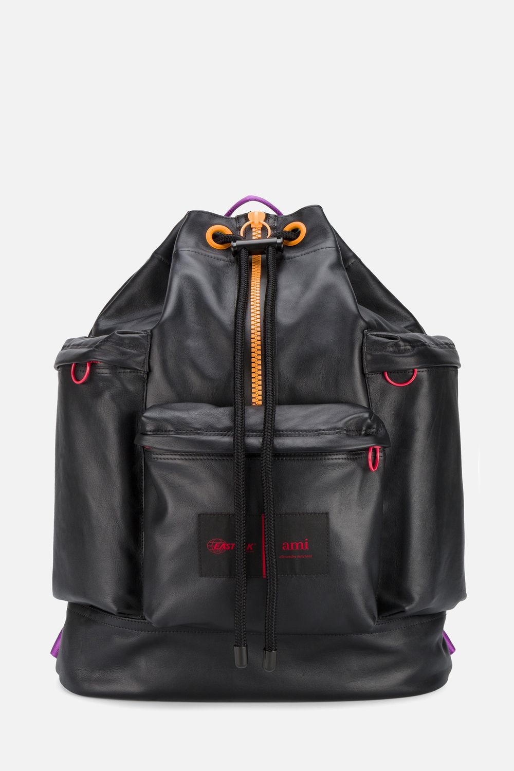 Pre-owned Ami X Eastpak Black Leather Rucksack Backpack