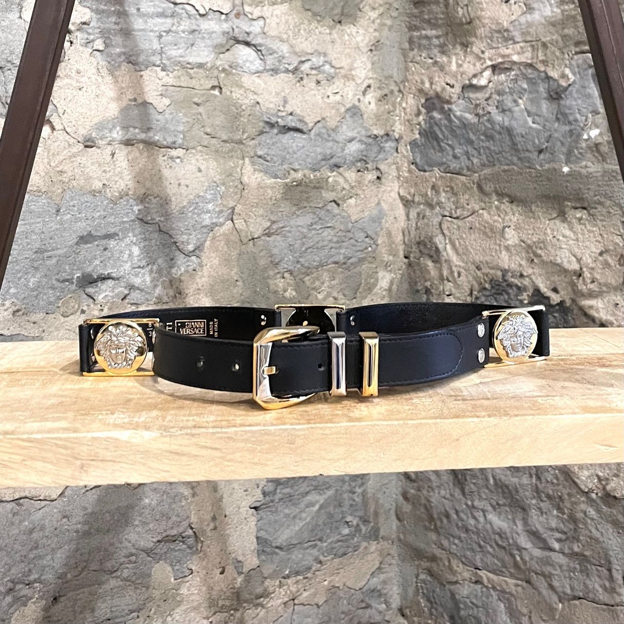 Versace Gianni Versace Vintage Black Leather Medusa Station Belt Size ONE SIZE - 3 Thumbnail