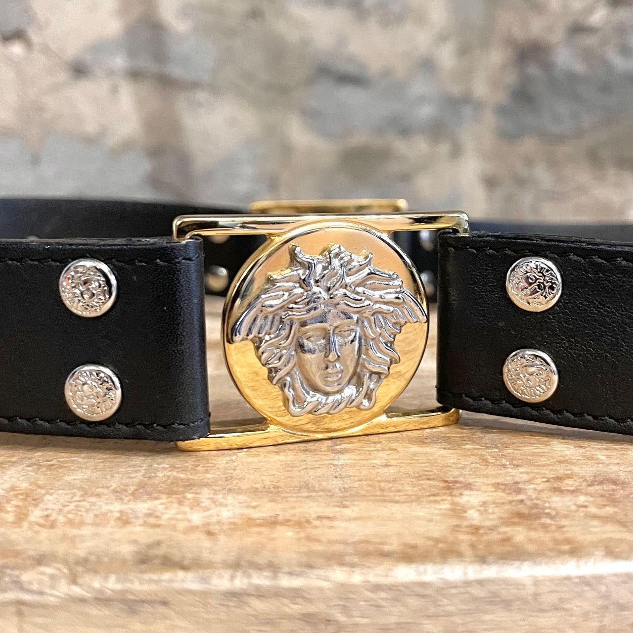 Versace Gianni Versace Vintage Black Leather Medusa Station Belt Size ONE SIZE - 5 Thumbnail