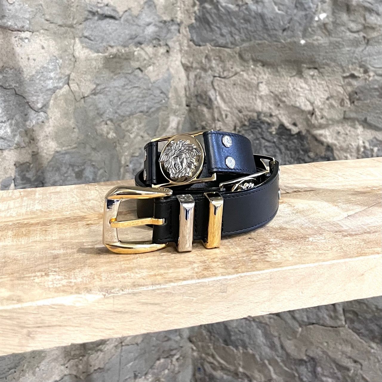 Versace Gianni Versace Vintage Black Leather Medusa Station Belt Size ONE SIZE - 1 Thumbnail