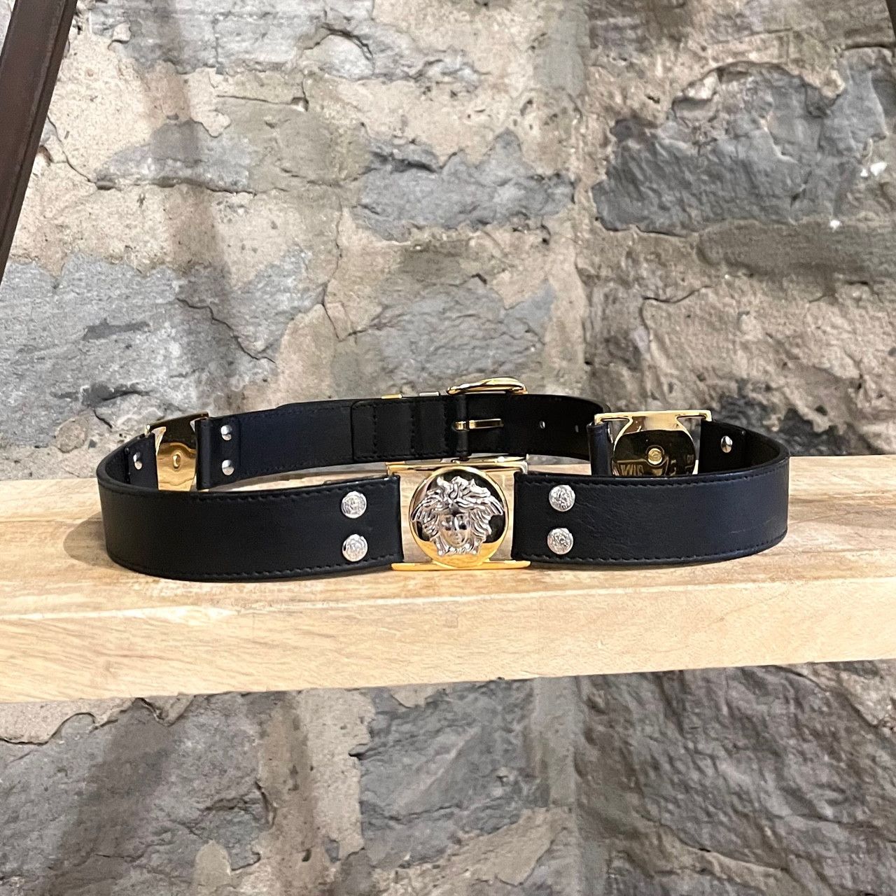 Versace Gianni Versace Vintage Black Leather Medusa Station Belt Size ONE SIZE - 6 Thumbnail