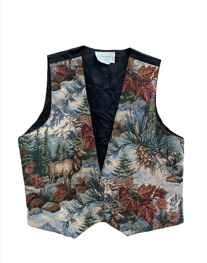 Vintage Vest embroidery motif Animal rare designer