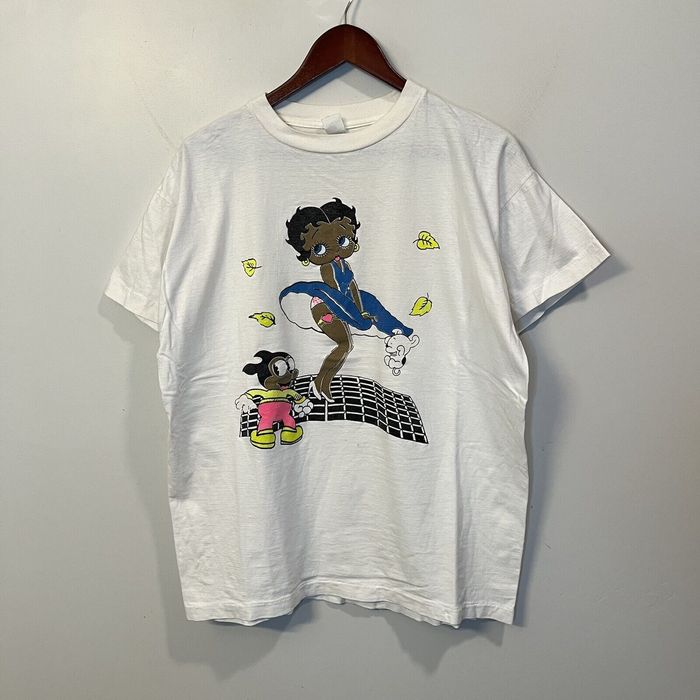 Vintage Vtg 90s Betty Boop Big Face T Shirt White Mens L Cartoon | Grailed