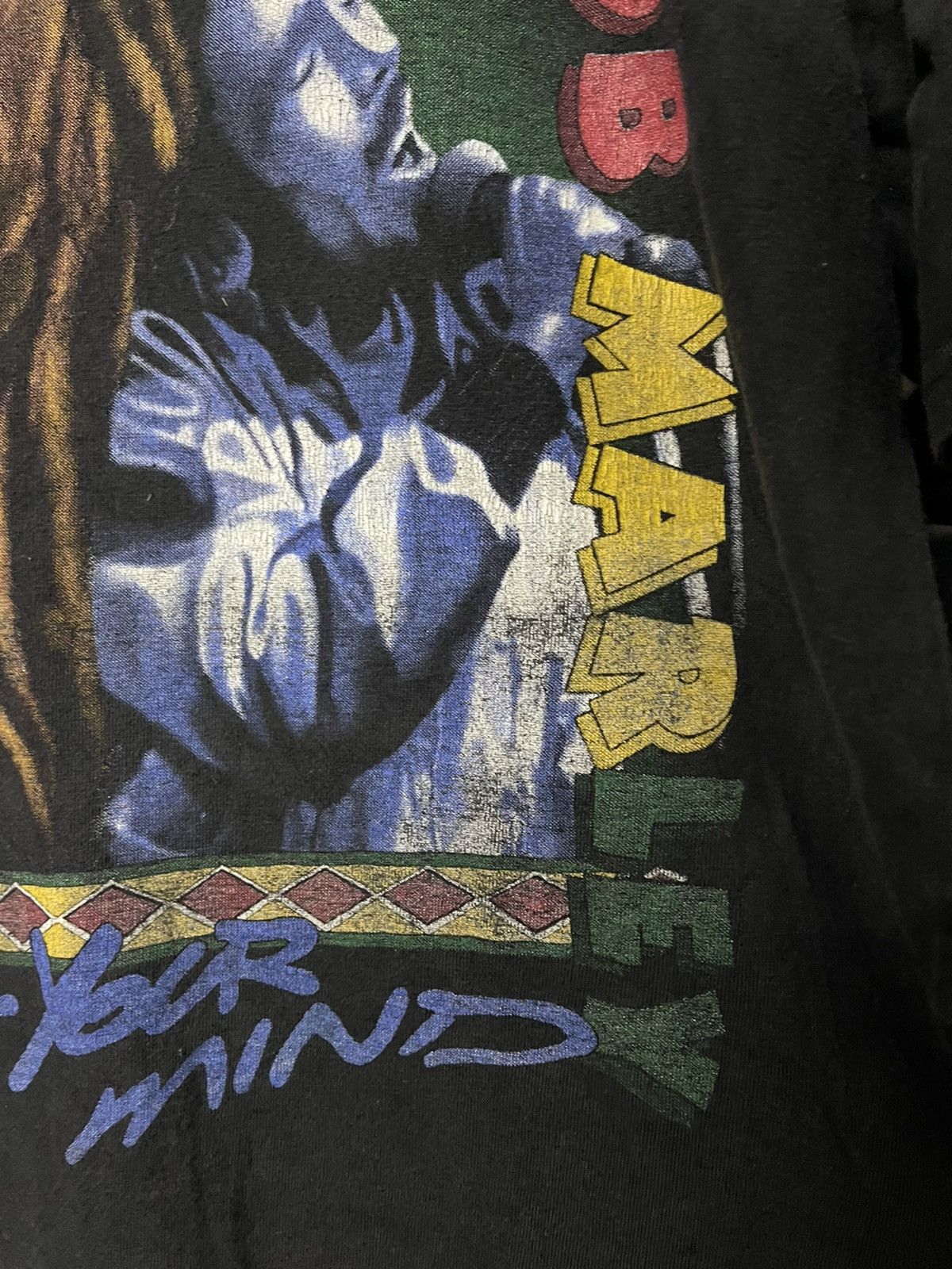 Band Tees × Rap Tees × Vintage Vintage Bob Marley Free Your Mind Bootleg Faded Tees Size US L / EU 52-54 / 3 - 4 Thumbnail