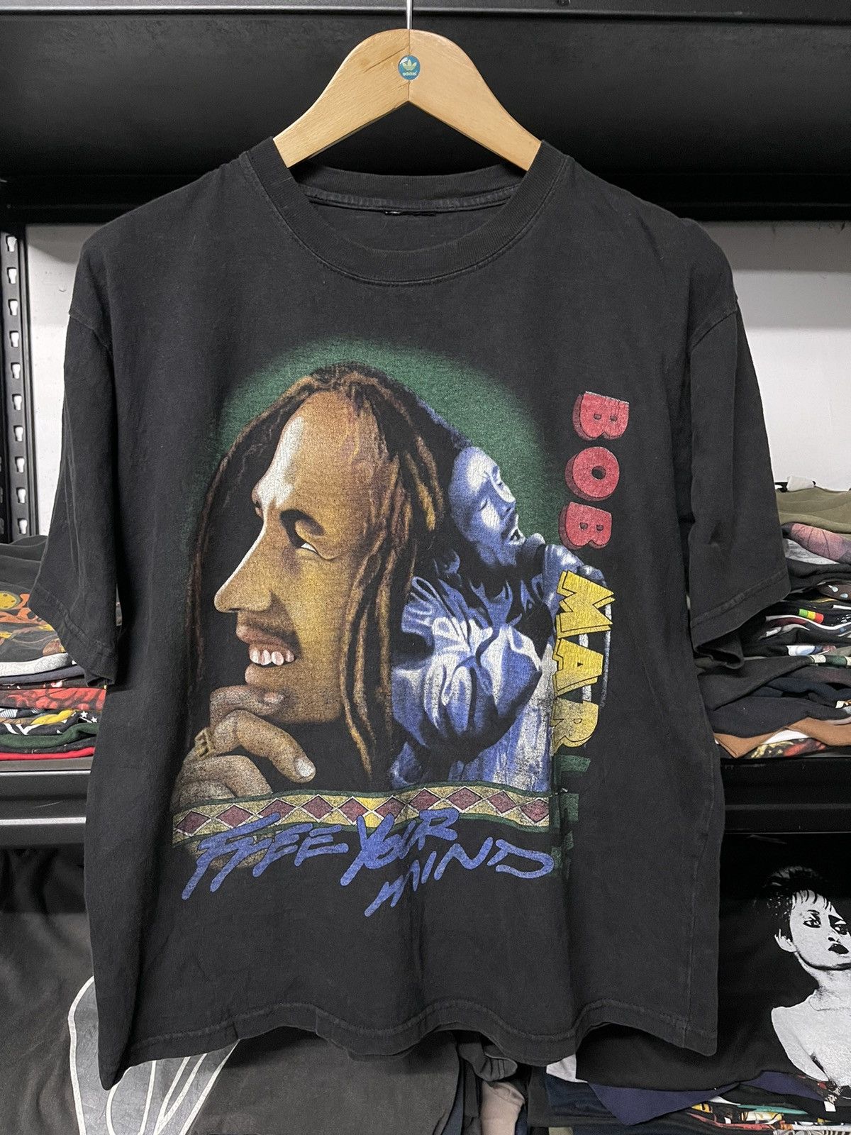 Band Tees × Rap Tees × Vintage Vintage Bob Marley Free Your Mind Bootleg Faded Tees Size US L / EU 52-54 / 3 - 1 Thumbnail