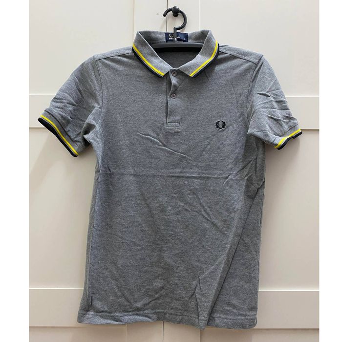 Fred Perry Fred Perry Grey Polo Blue/Yellow Trim | Grailed