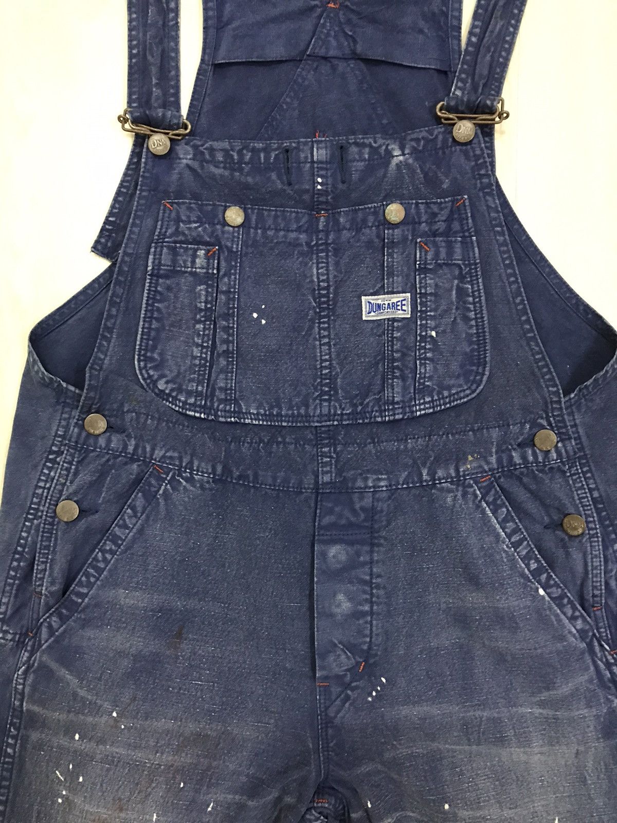 Japanese Brand × Vintage Vintage Denim Overall Rider Dungaree Paint Flash Design Size US 37 - 6 Thumbnail