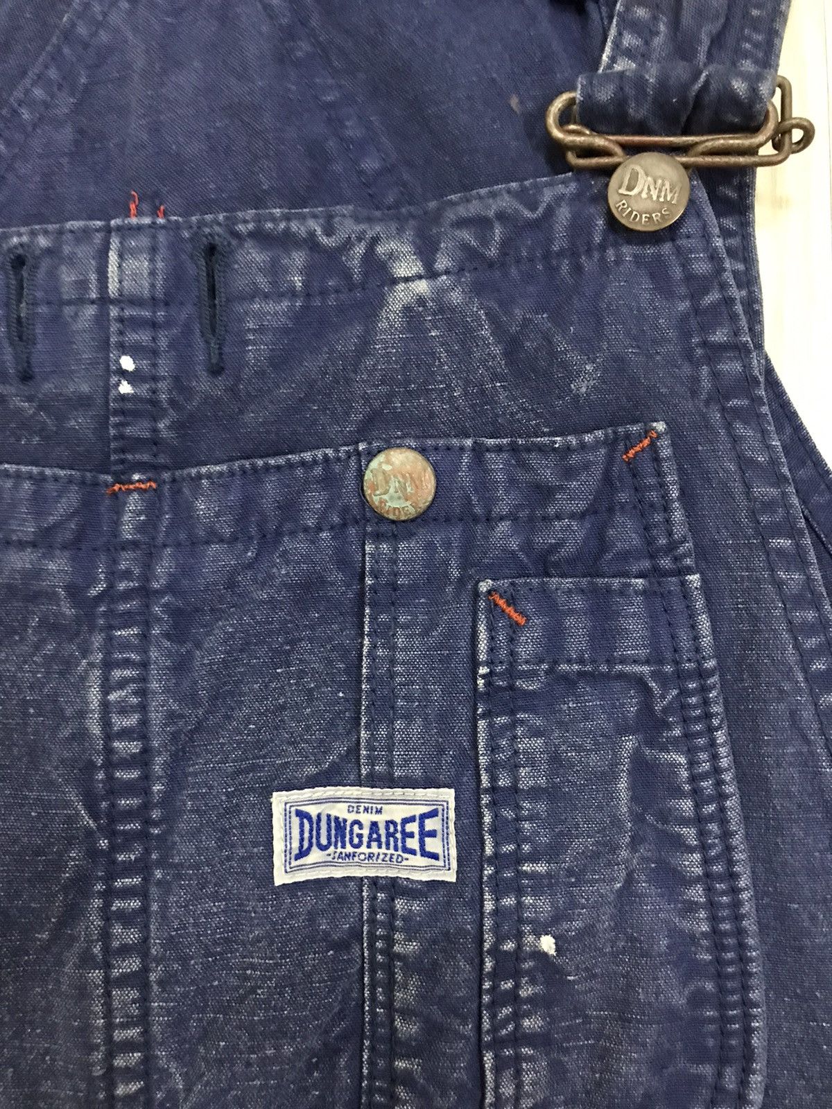Japanese Brand × Vintage Vintage Denim Overall Rider Dungaree Paint Flash Design Size US 37 - 15 Thumbnail
