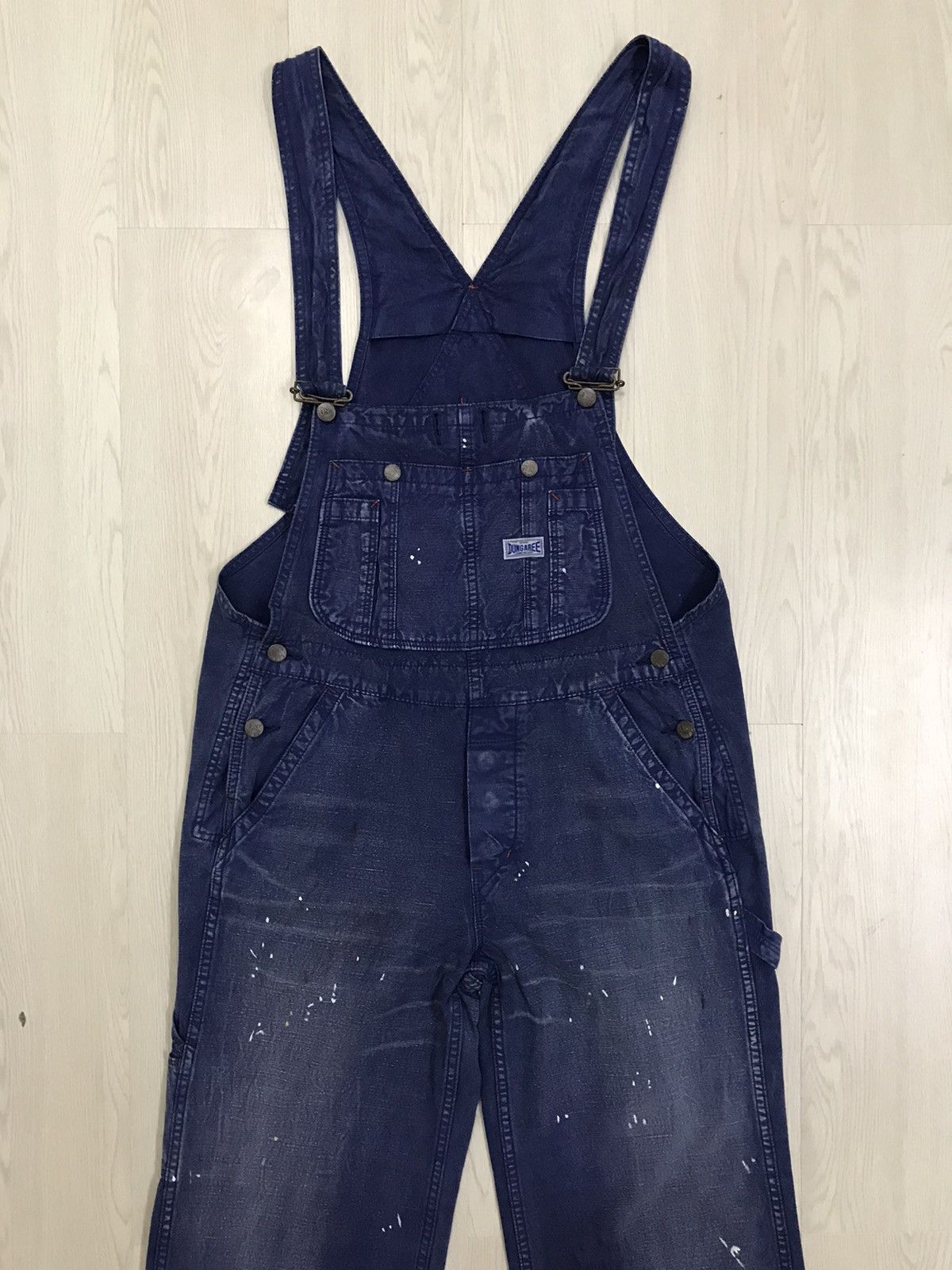 Japanese Brand × Vintage Vintage Denim Overall Rider Dungaree Paint Flash Design Size US 37 - 3 Thumbnail