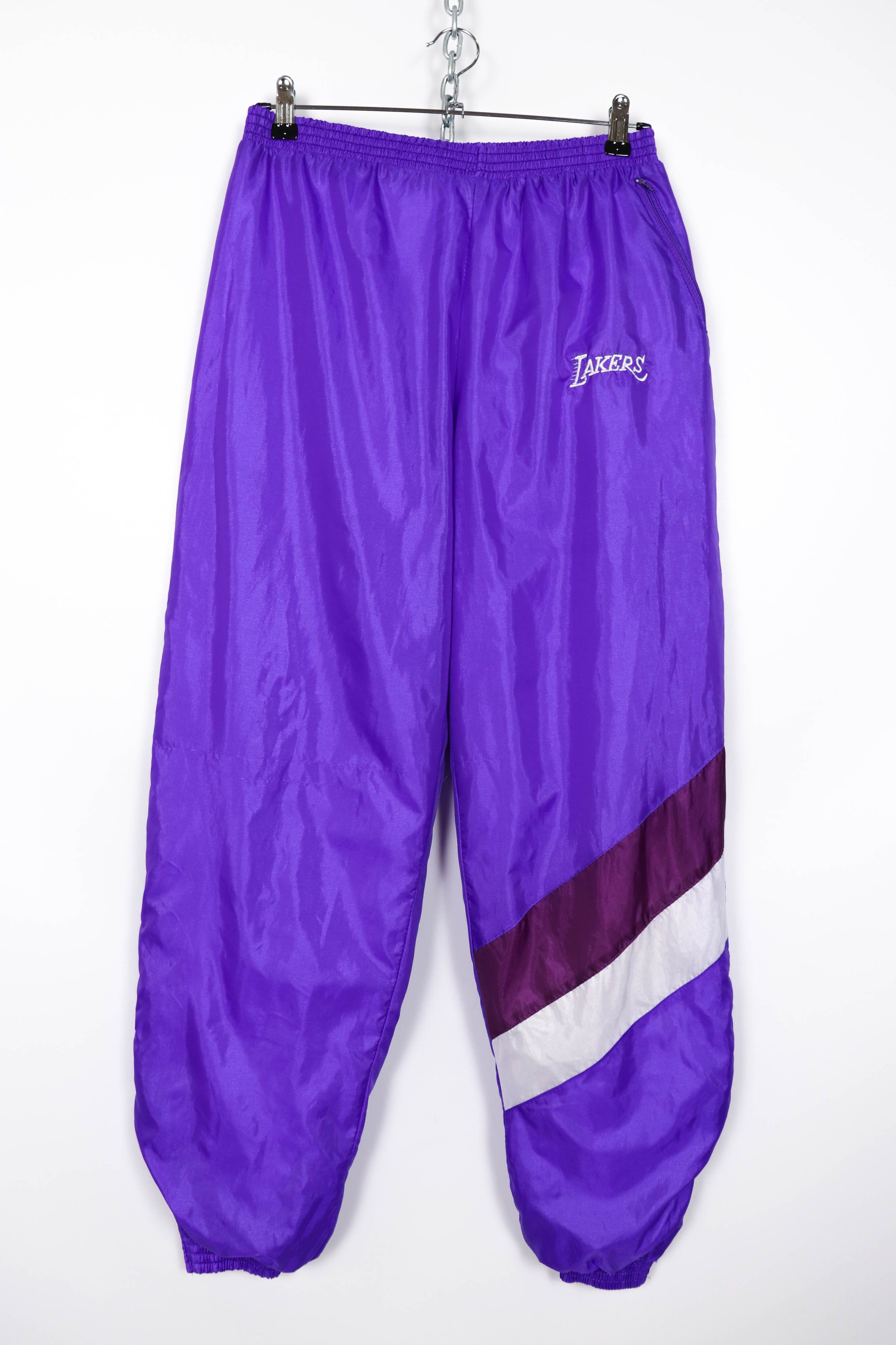 NBA Vintage Bootleg Lakers Purple Polyester Track Pants Size US 32 / EU 48 - 1 Thumbnail