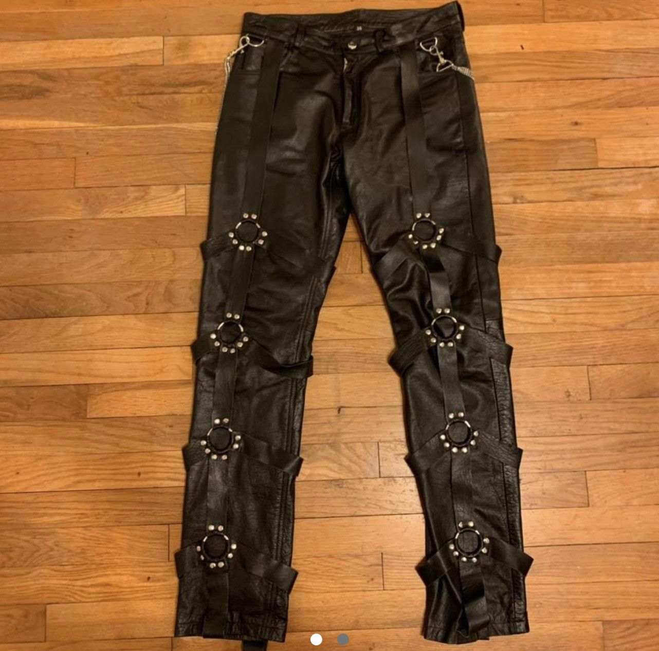 image of Ev Bravado Leather Harness Bondage Pants in Black, Men's (Size 30)