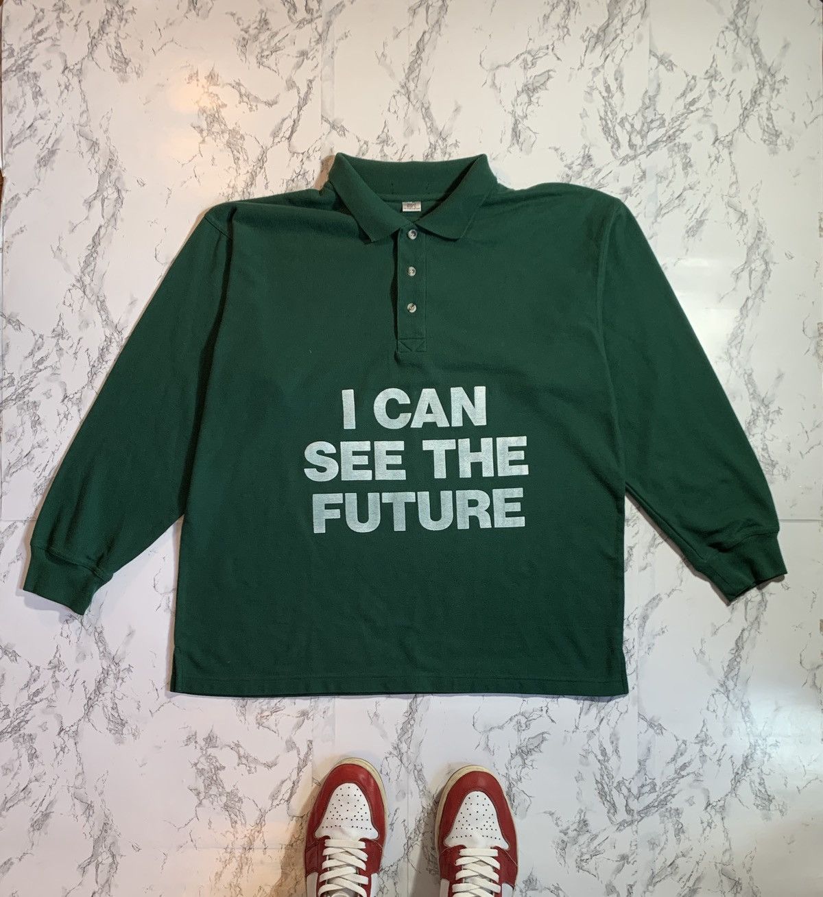 “I Can See The Future” Polo Button Up Rugby Green