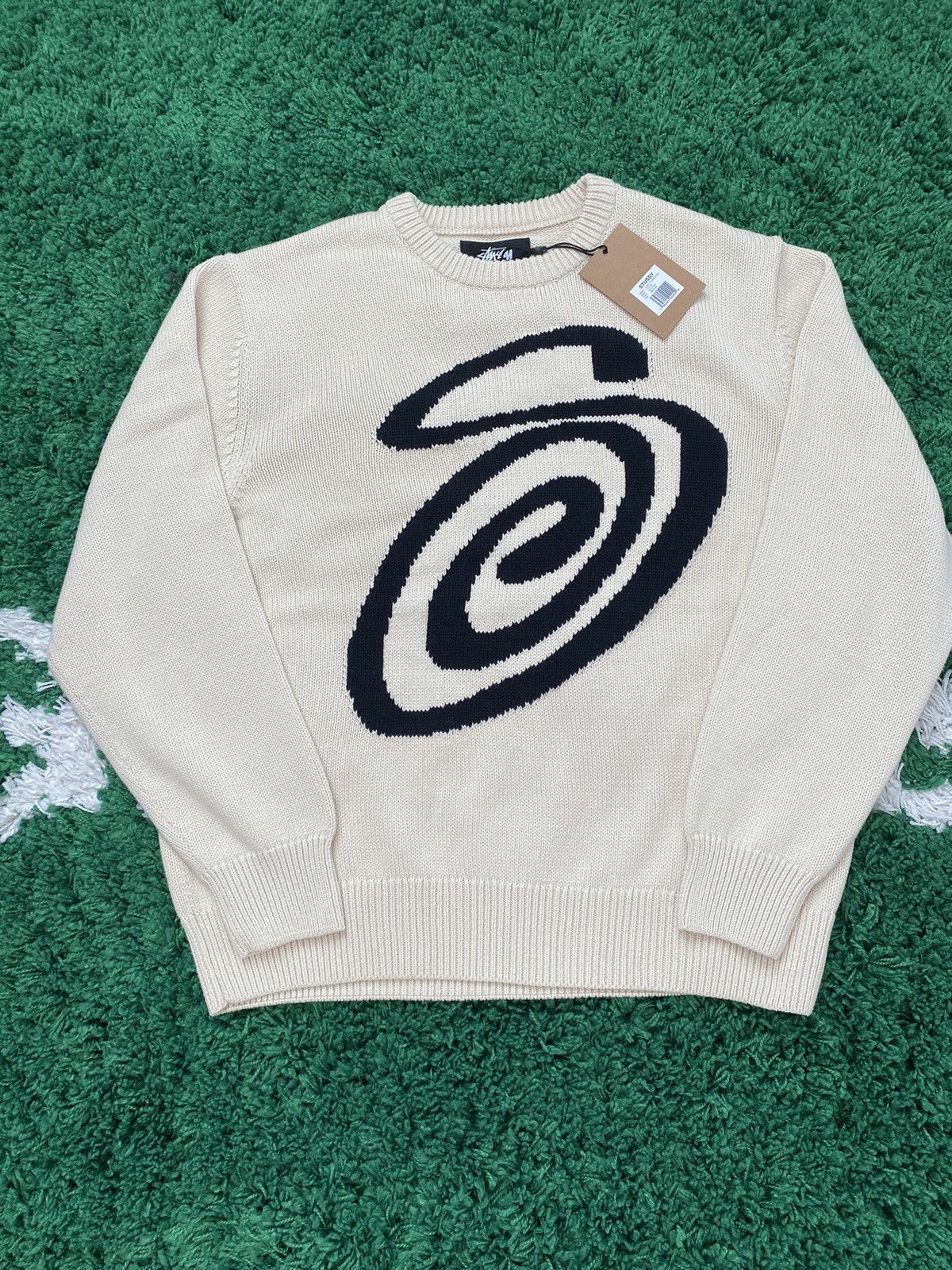 stussy curly s sweater Natura.l - 通販 - azenco.co.uk