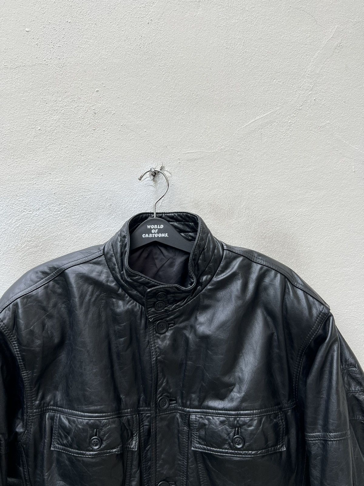 Japanese Brand Vintage 90s Skyline Club Cow Leather Oversize Bondage Jacket Size US L / EU 52-54 / 3 - 7 Thumbnail