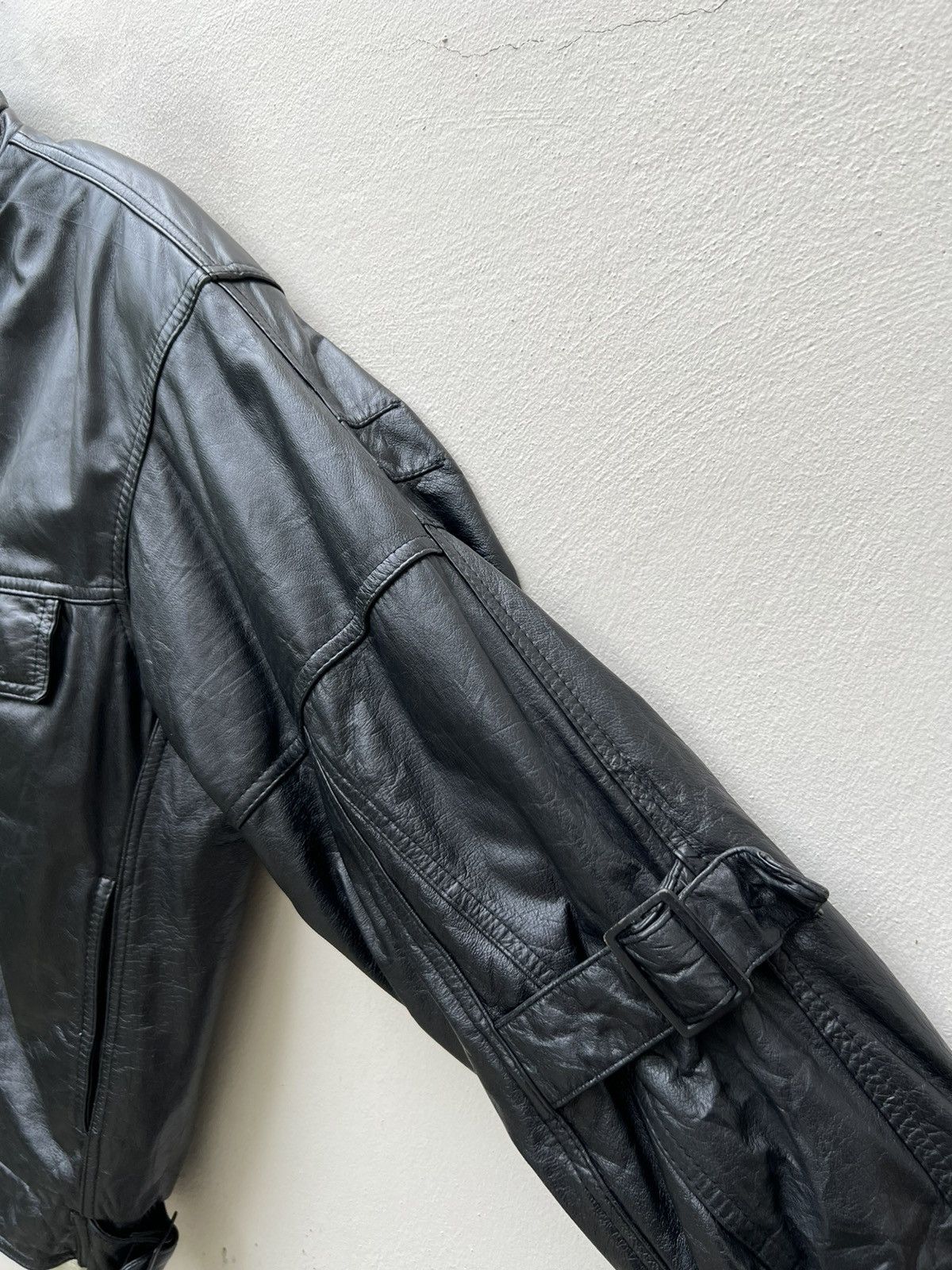 Japanese Brand Vintage 90s Skyline Club Cow Leather Oversize Bondage Jacket Size US L / EU 52-54 / 3 - 10 Thumbnail