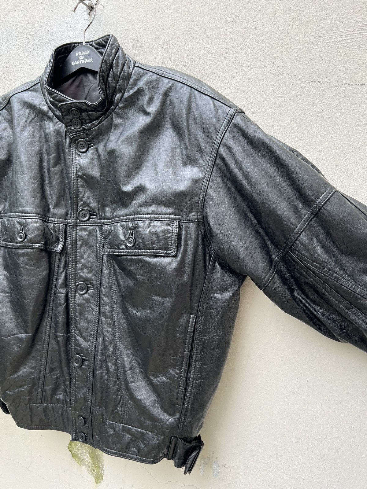 Japanese Brand Vintage 90s Skyline Club Cow Leather Oversize Bondage Jacket Size US L / EU 52-54 / 3 - 11 Thumbnail