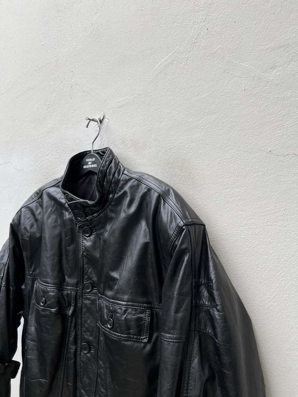 Japanese Brand Vintage 90s Skyline Club Cow Leather Oversize Bondage Jacket Size US L / EU 52-54 / 3 - 8 Thumbnail