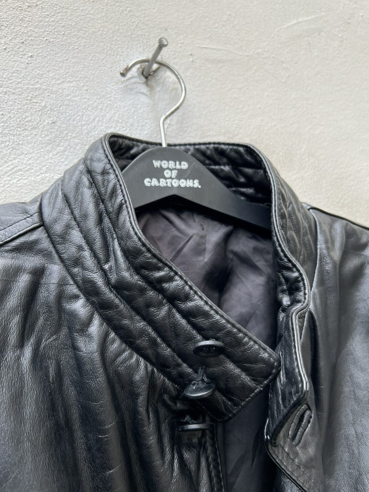 Japanese Brand Vintage 90s Skyline Club Cow Leather Oversize Bondage Jacket Size US L / EU 52-54 / 3 - 19 Thumbnail