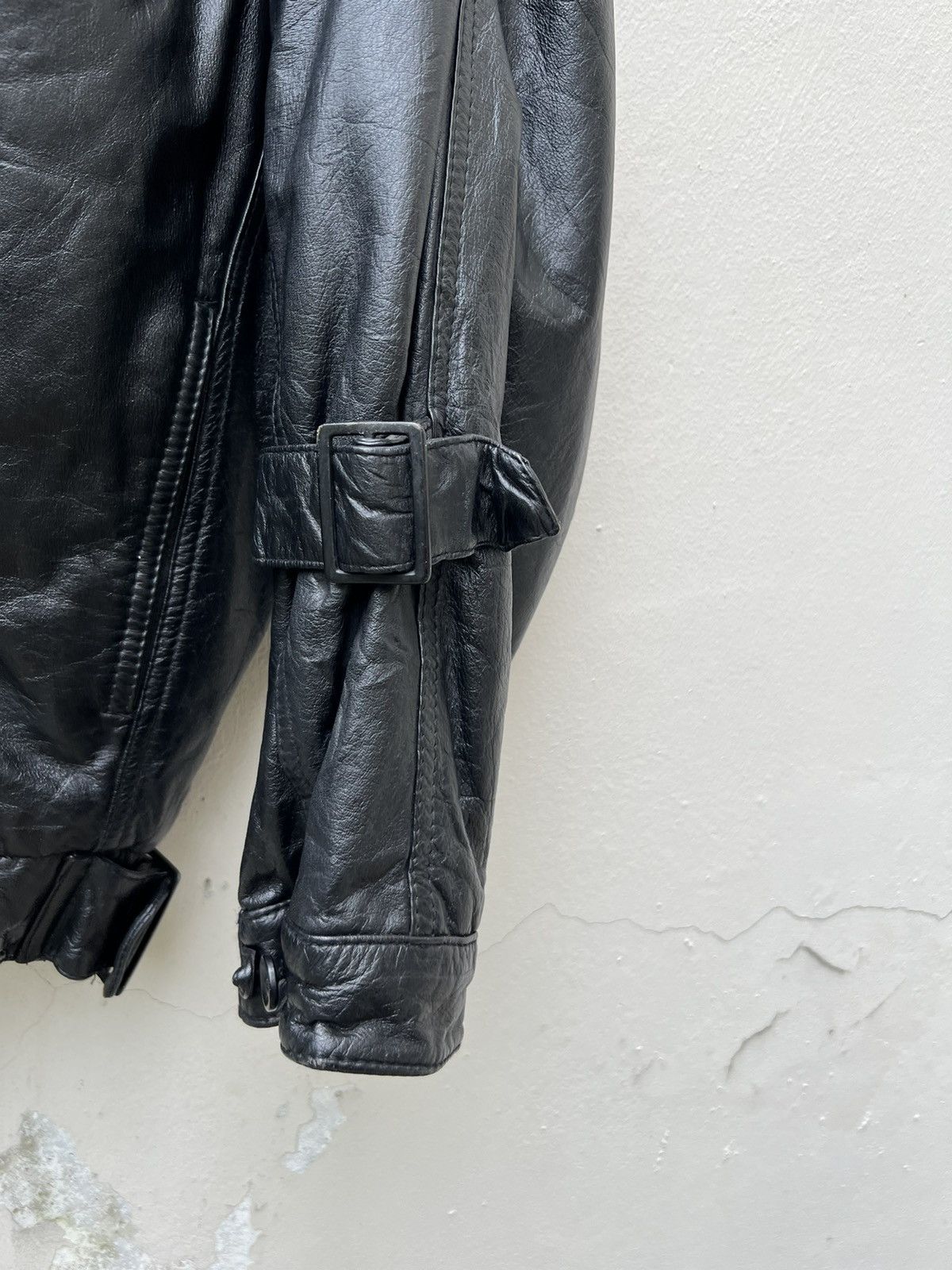 Japanese Brand Vintage 90s Skyline Club Cow Leather Oversize Bondage Jacket Size US L / EU 52-54 / 3 - 9 Thumbnail