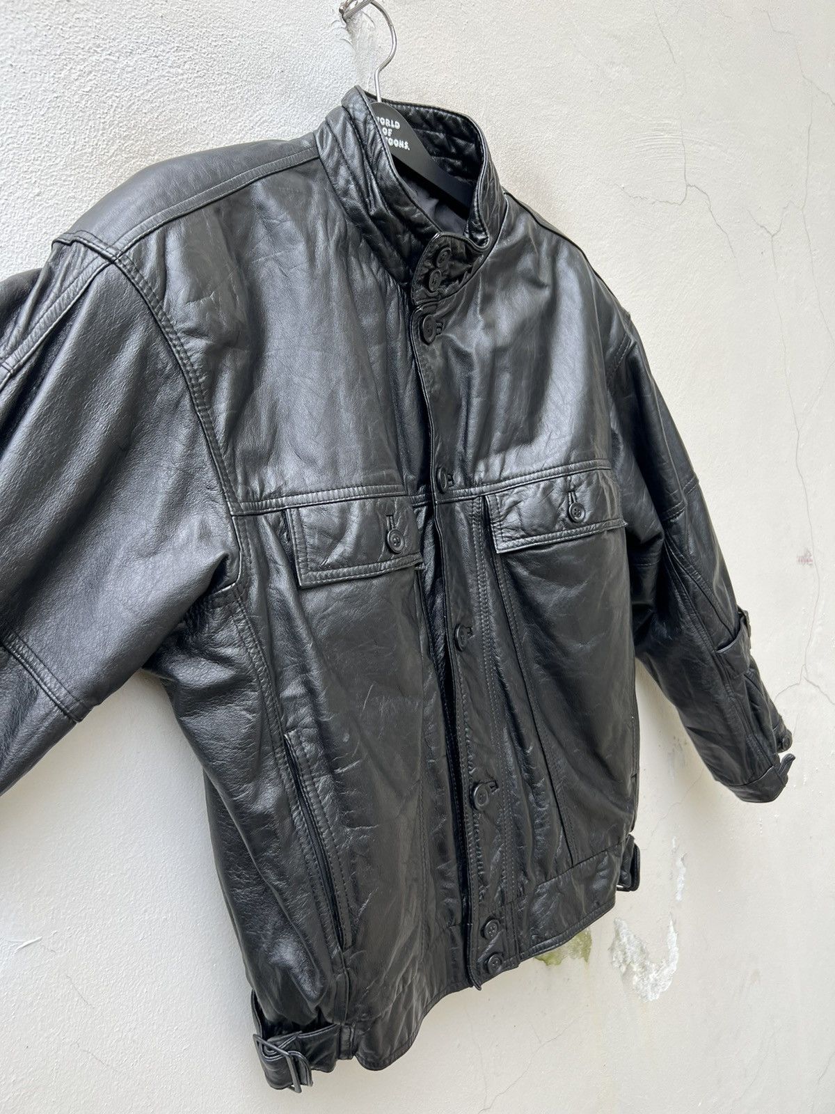 Japanese Brand Vintage 90s Skyline Club Cow Leather Oversize Bondage Jacket Size US L / EU 52-54 / 3 - 12 Thumbnail
