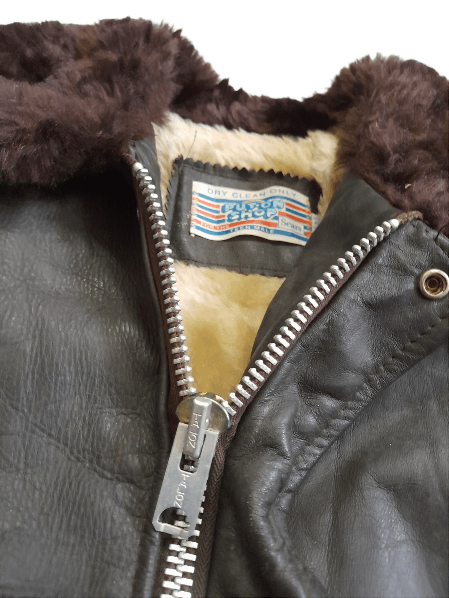 Sears × Vintage 70s Sears Leather Jacket Sherpa (E365) Size US S / EU 44-46 / 1 - 3 Thumbnail