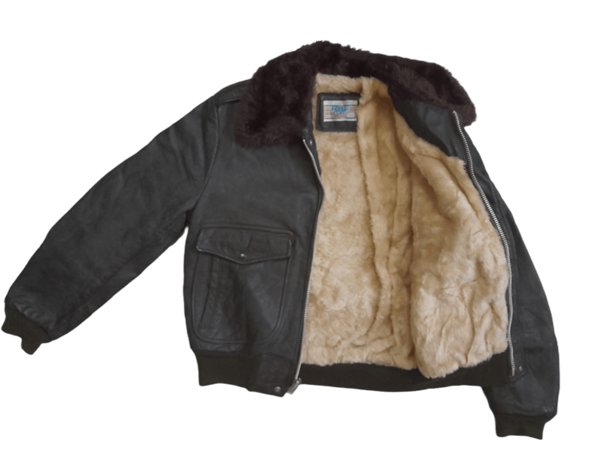 Sears × Vintage 70s Sears Leather Jacket Sherpa (E365) Size US S / EU 44-46 / 1 - 1 Thumbnail