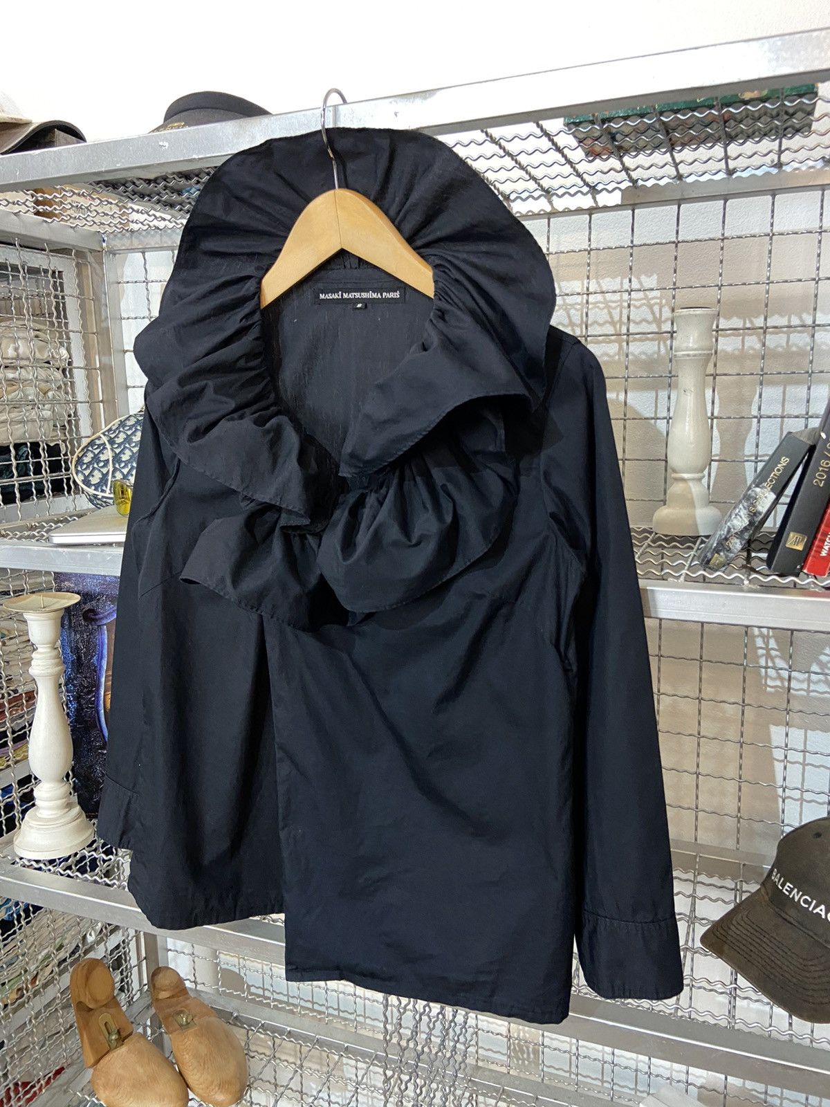 Masaki Matsushima Asymmetric Ruffle Collar Wrap Shirt