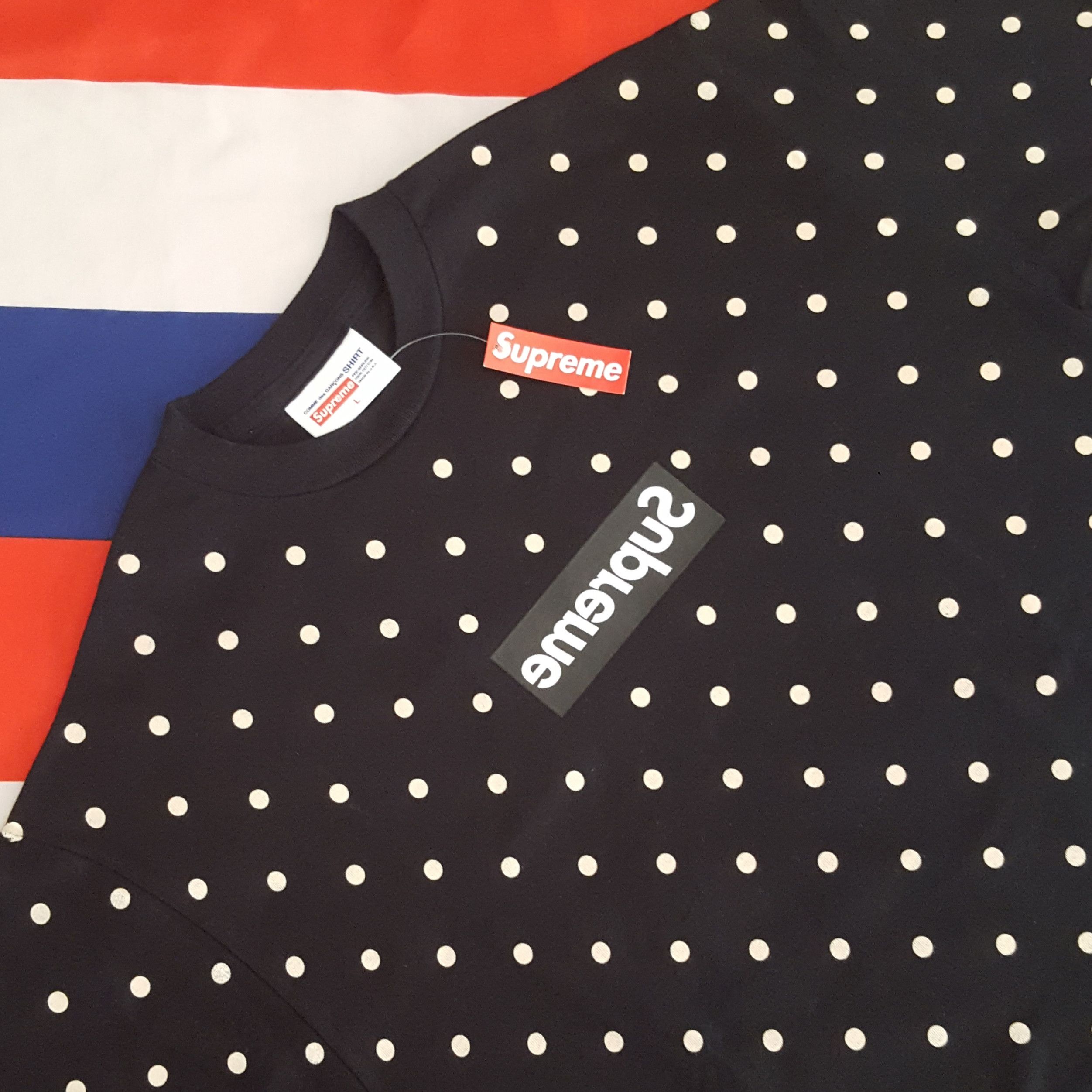 Comme des Garcons SS12 CDG Polka Dot Box Logo Tee Size US L / EU 52-54 / 3 - 1 Thumbnail