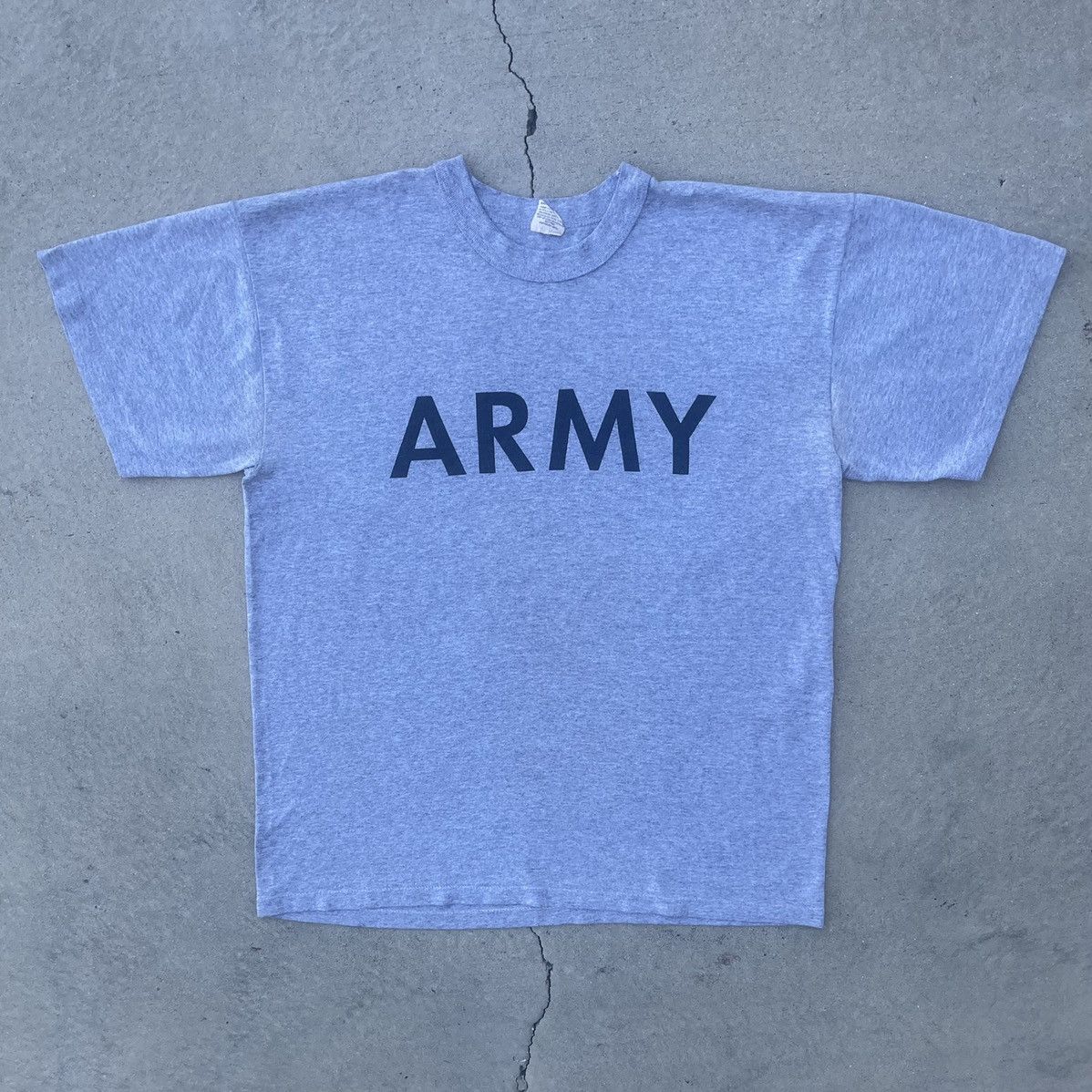 Vintage Vintage 80s Heather Grey Army Single Stitch T Shirt L Size US L / EU 52-54 / 3 - 1 Thumbnail
