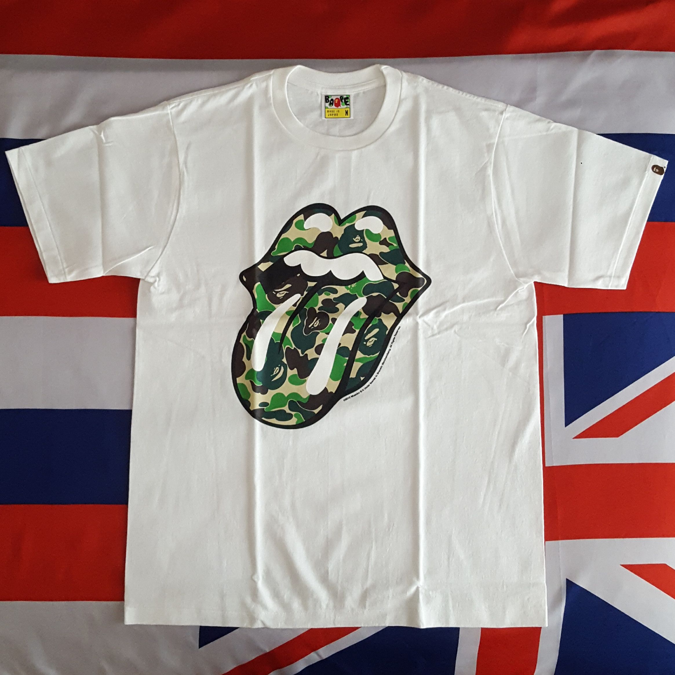image of Bape x The Rolling Stones Tee in White, Men's (Size Medium)