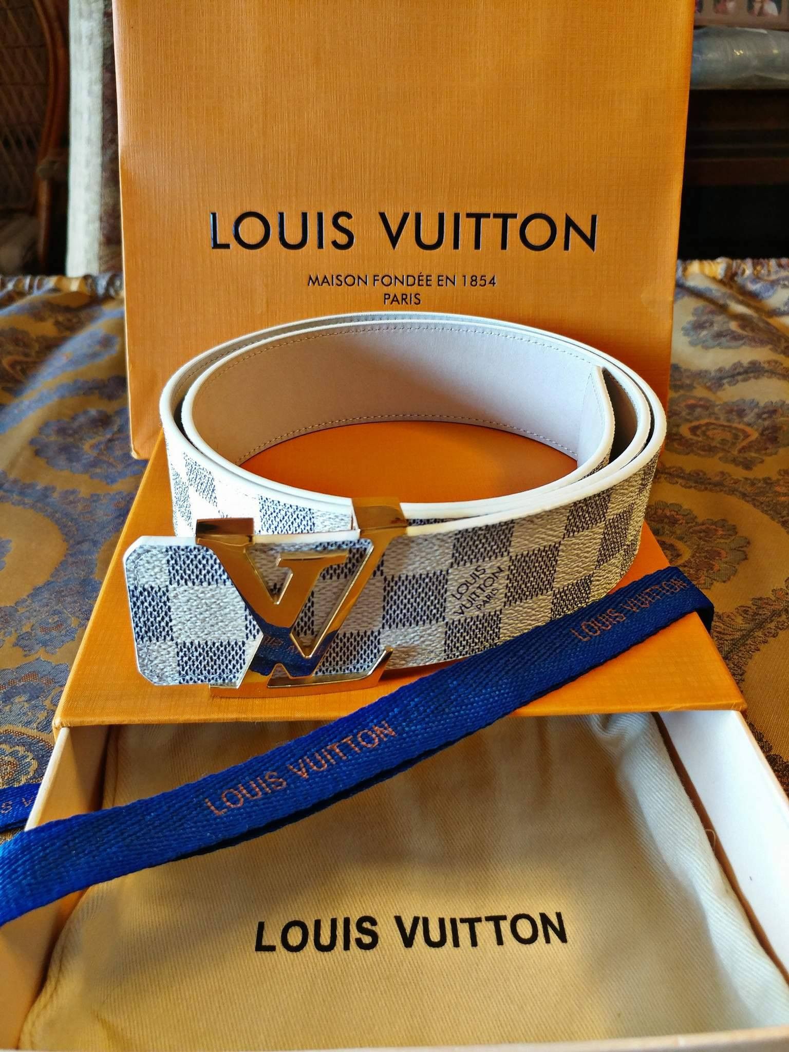 💥SOLD! Louis Vuitton Damier Azur Belt- As Is ( minor wear) Size