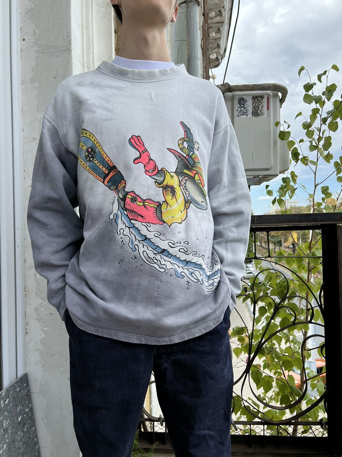 Maui and Sons × Vintage 90s Vintage Maui and Sons Surf King Shark Man Sweatshirt Size US M / EU 48-50 / 2 - 15 Thumbnail