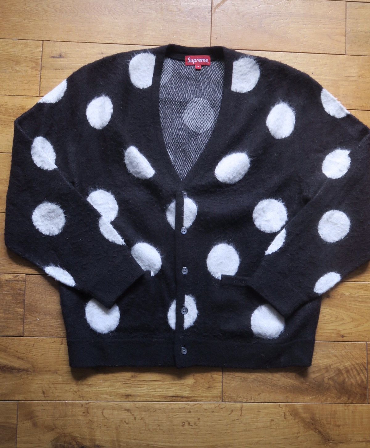 Supreme Supreme Brushed Polka Dot Cardigan Black White Medium SS20