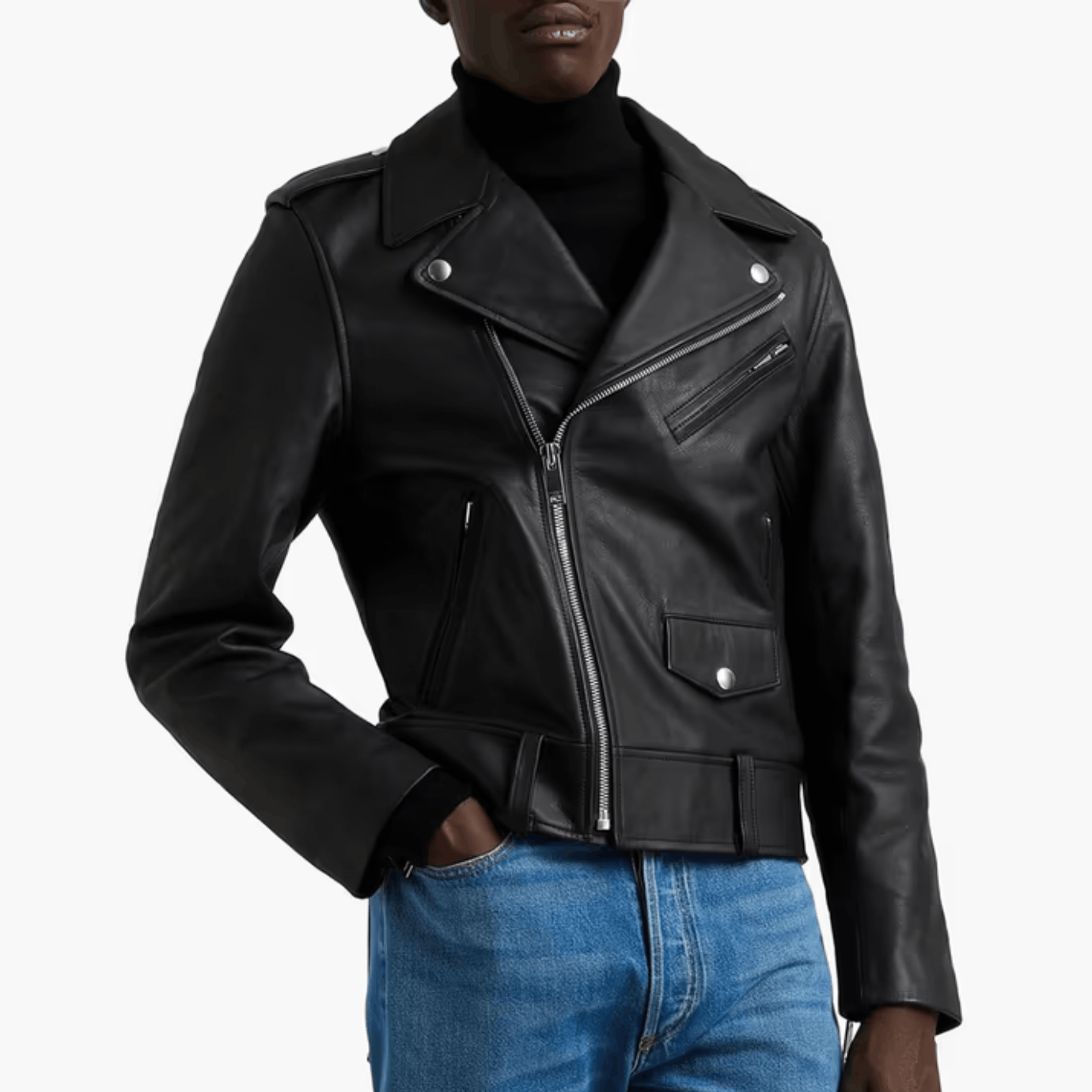 Pre-owned Sandro Leather Perfecto Jacket In Black
