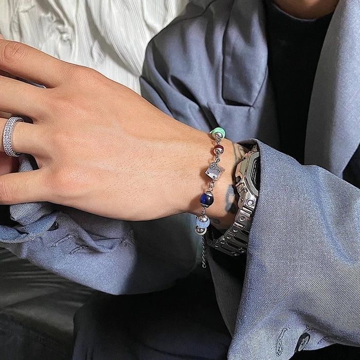 Jewelry × Vintage Fashion Beads Dice Pendant Men's Bracelet Size ONE SIZE - 4 Thumbnail