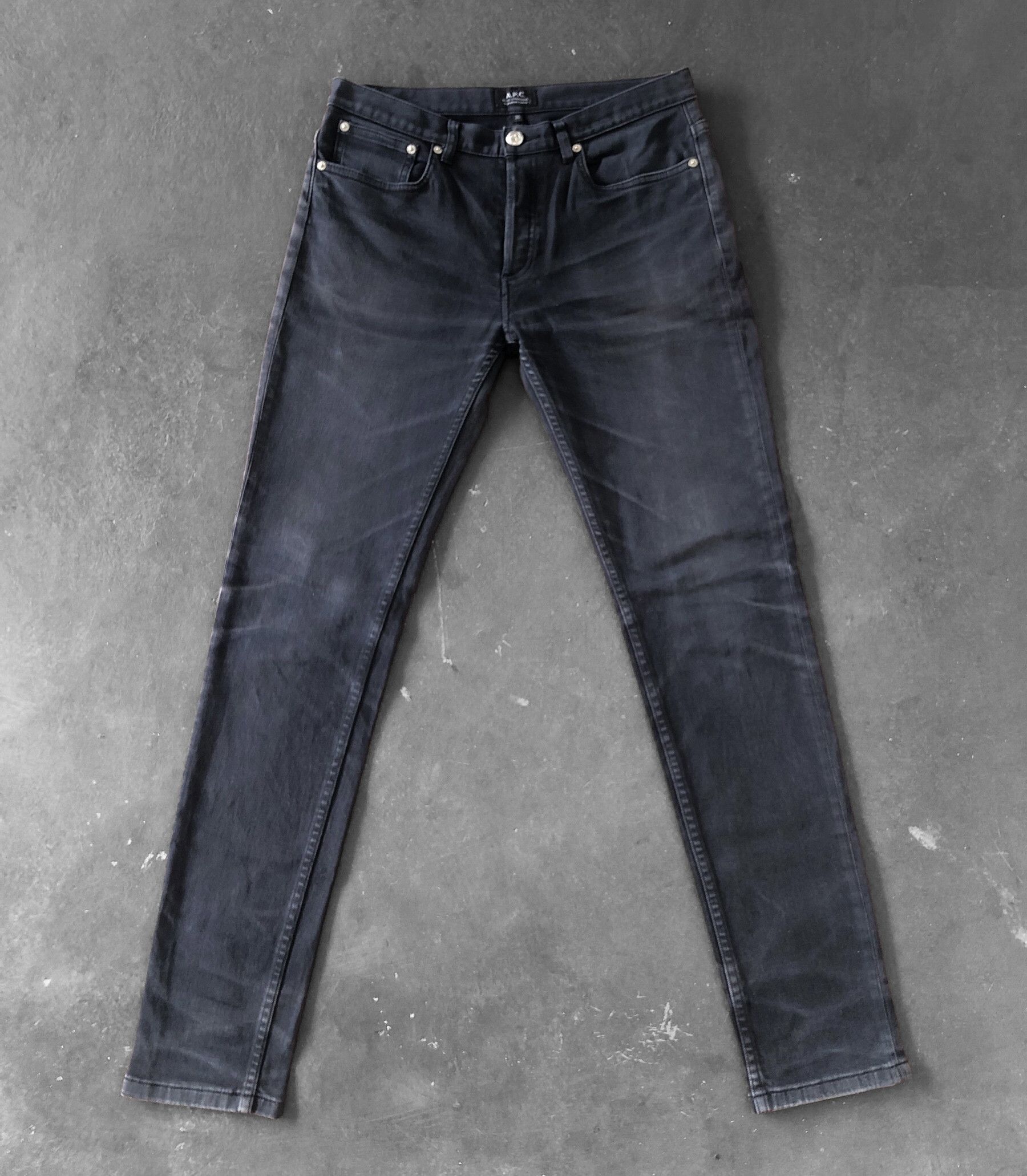 image of A P C Petit Standard Black Denim in Black Dark Grey, Men's (Size 31)