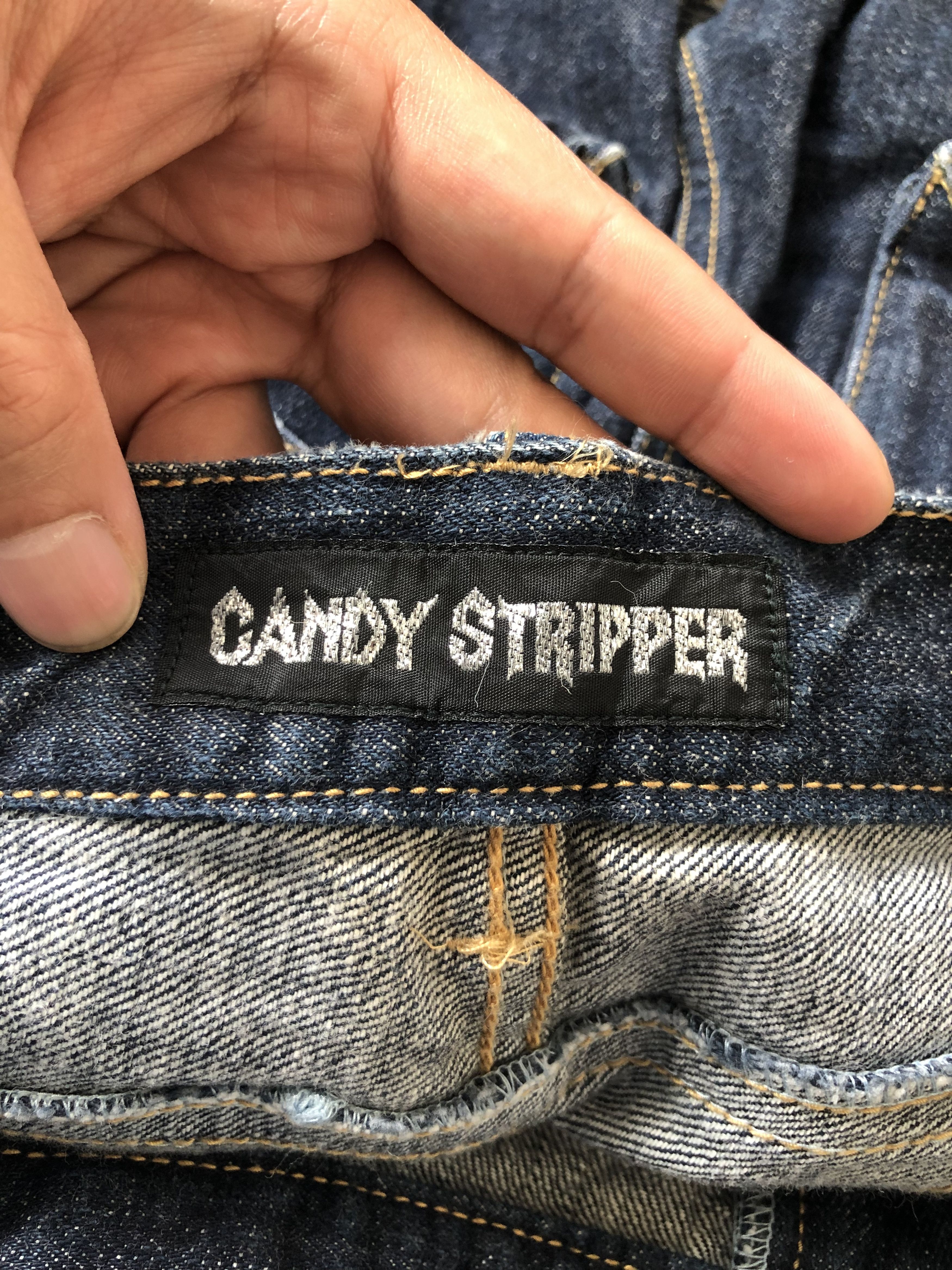 Japanese Brand CANDY STRIPPER SASHIKO BORO RIPPED INDIGO JEANS Size US 31 - 12 Thumbnail