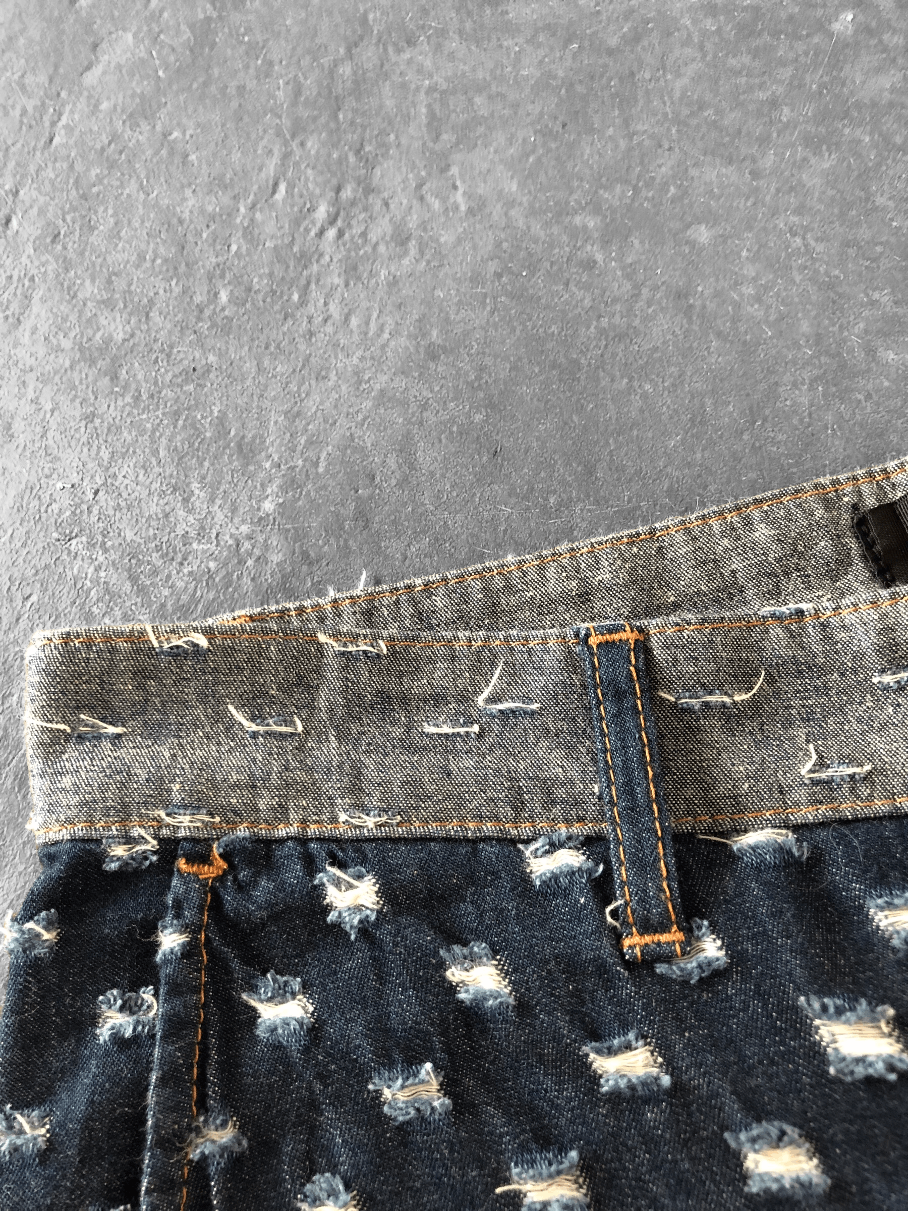 CABANE de ZUCCa RARE🔥ZUCCA MIYAKE STUDIO BORO MONOGRAM RIPPED HIGH RISE Size US 29 - 4 Thumbnail