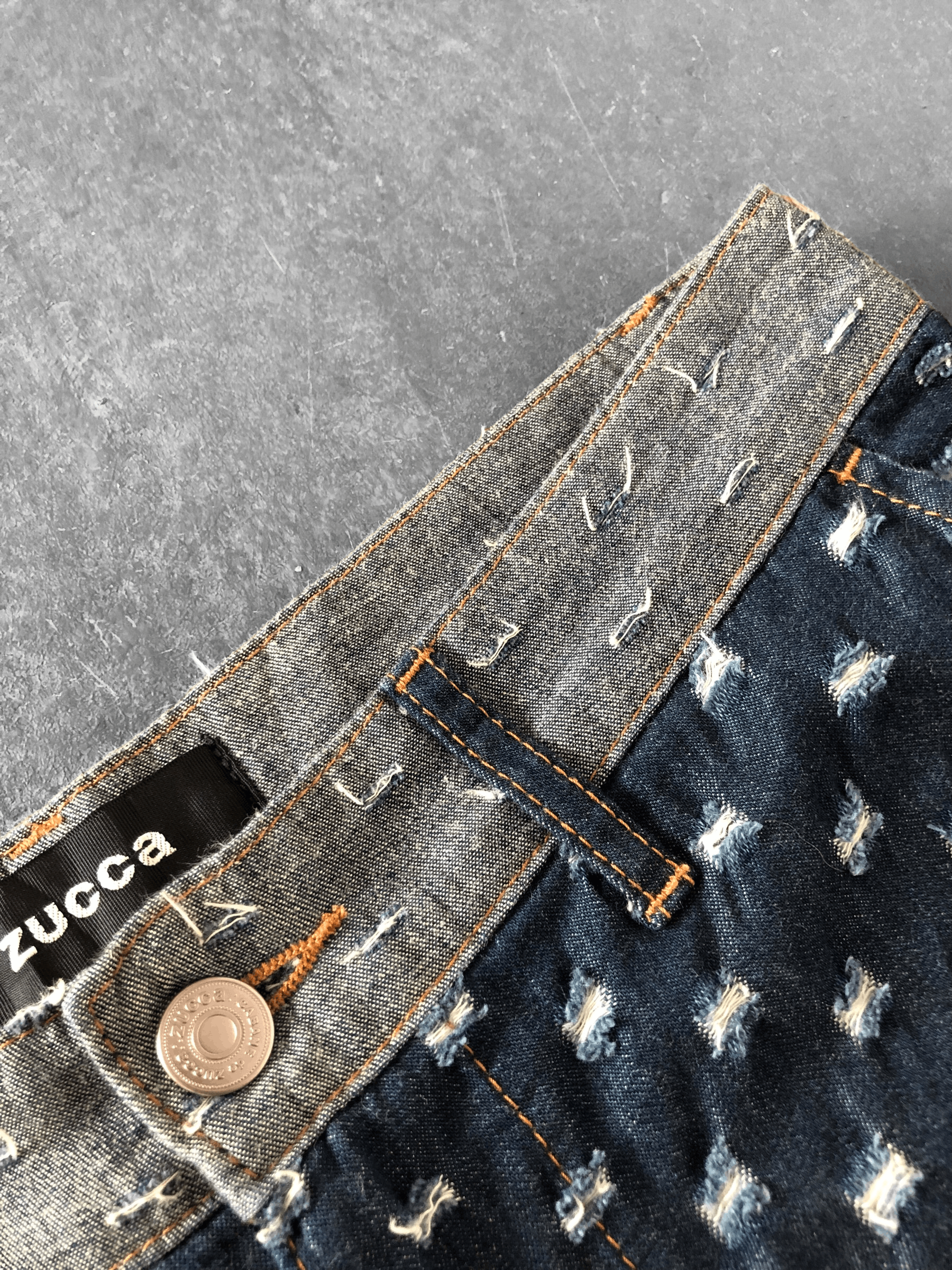 CABANE de ZUCCa RARE🔥ZUCCA MIYAKE STUDIO BORO MONOGRAM RIPPED HIGH RISE Size US 29 - 5 Thumbnail