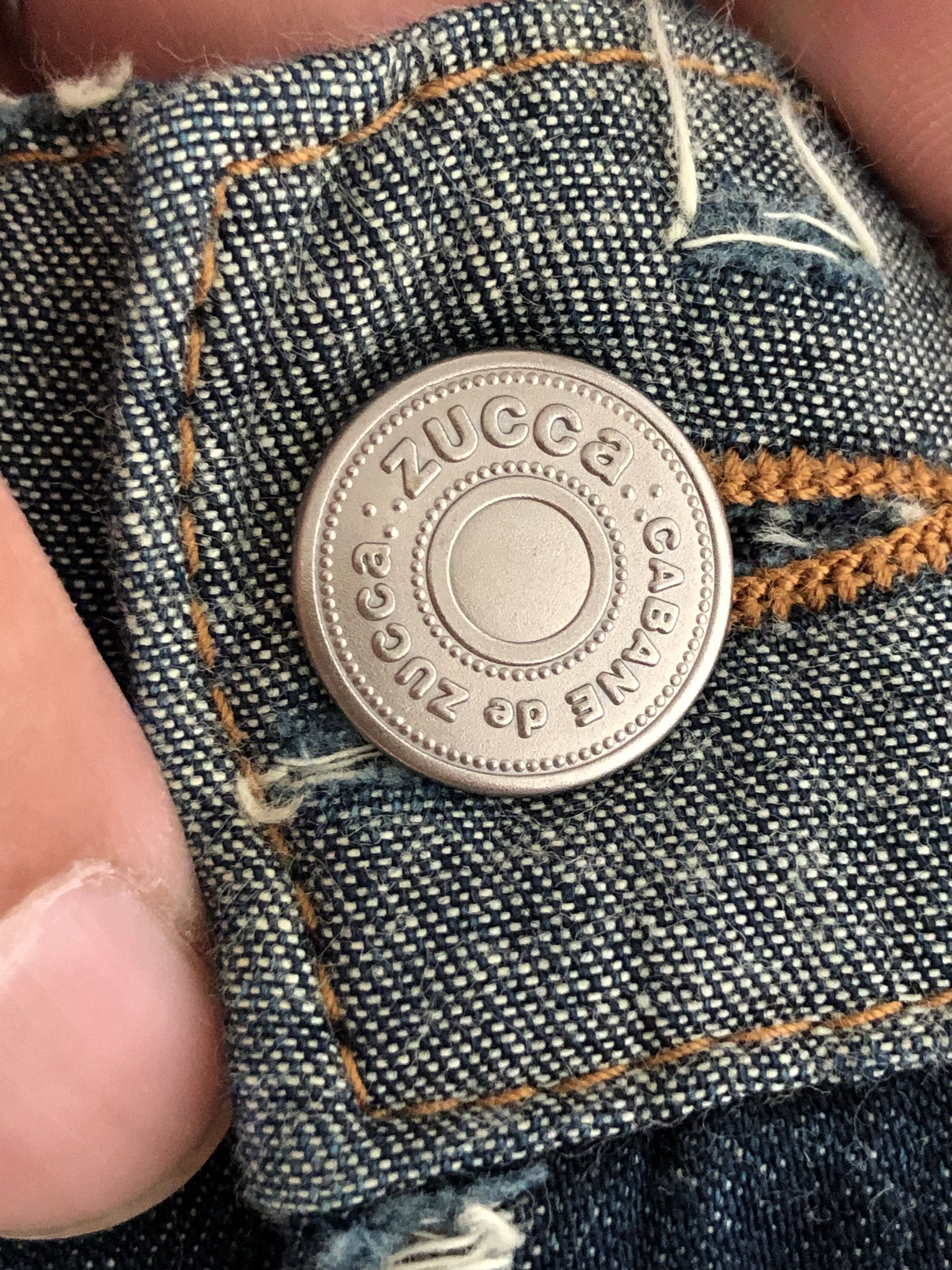CABANE de ZUCCa RARE🔥ZUCCA MIYAKE STUDIO BORO MONOGRAM RIPPED HIGH RISE Size US 29 - 12 Thumbnail