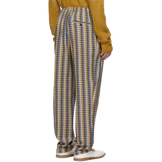 Christophe Lemaire × Lemaire Yellow and Blue Seersucker Elasticated Trousers Size US 28 / EU 44 - 3 Thumbnail