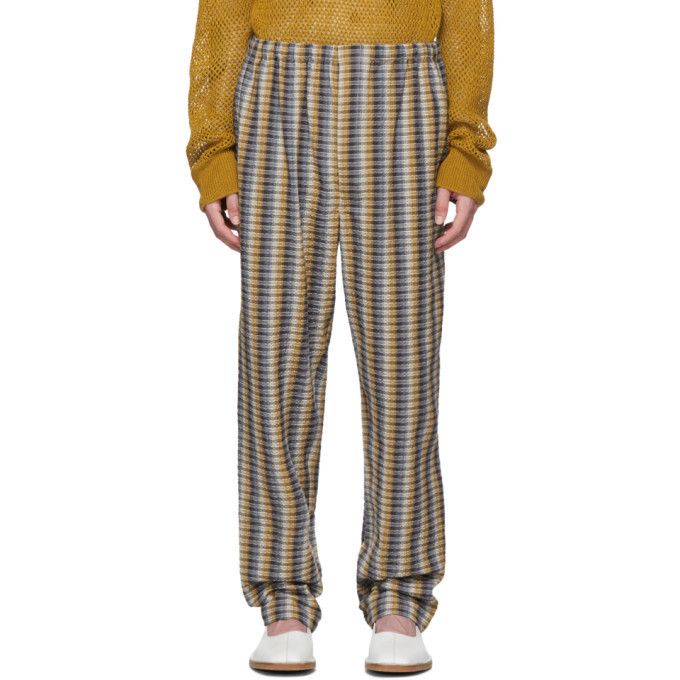 Yellow and Blue Seersucker Elasticated Trousers