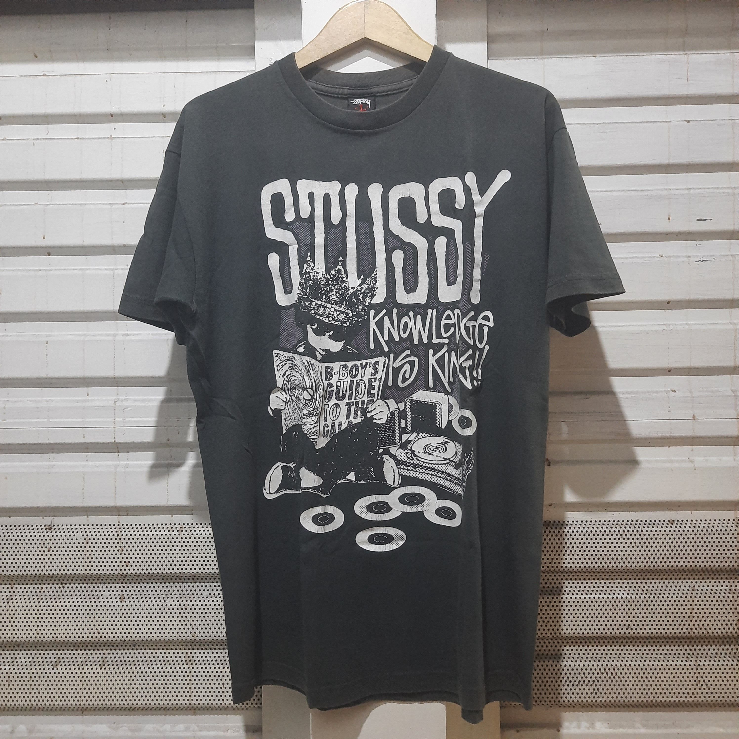 VTG Y2K Stussy Knowledge Is King T-Shirt Adult Large Black