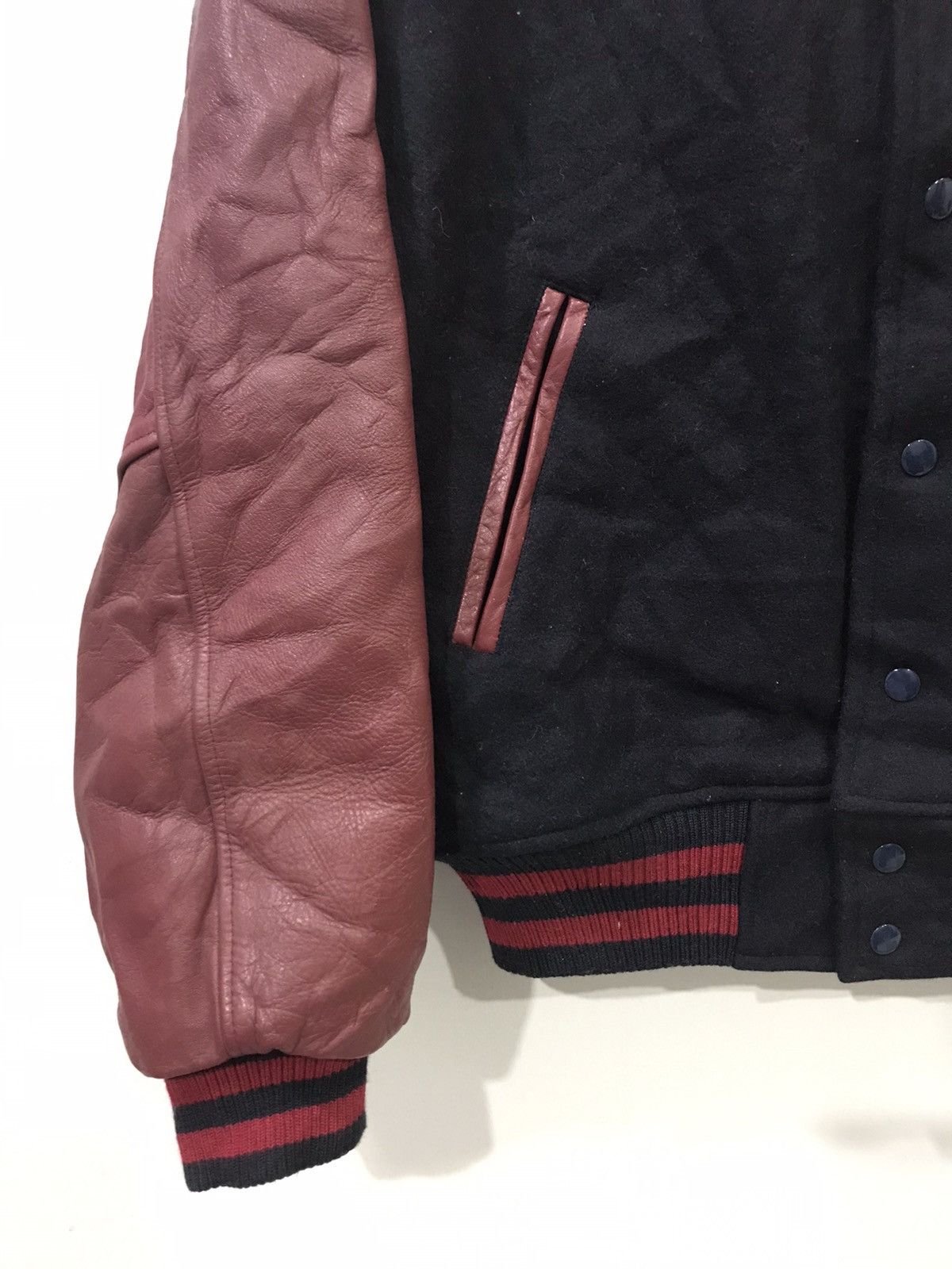Japanese Brand Vintage UNCLE BOV Japan Leather DKB Sleeve Varsity Jacket Size US L / EU 52-54 / 3 - 7 Thumbnail